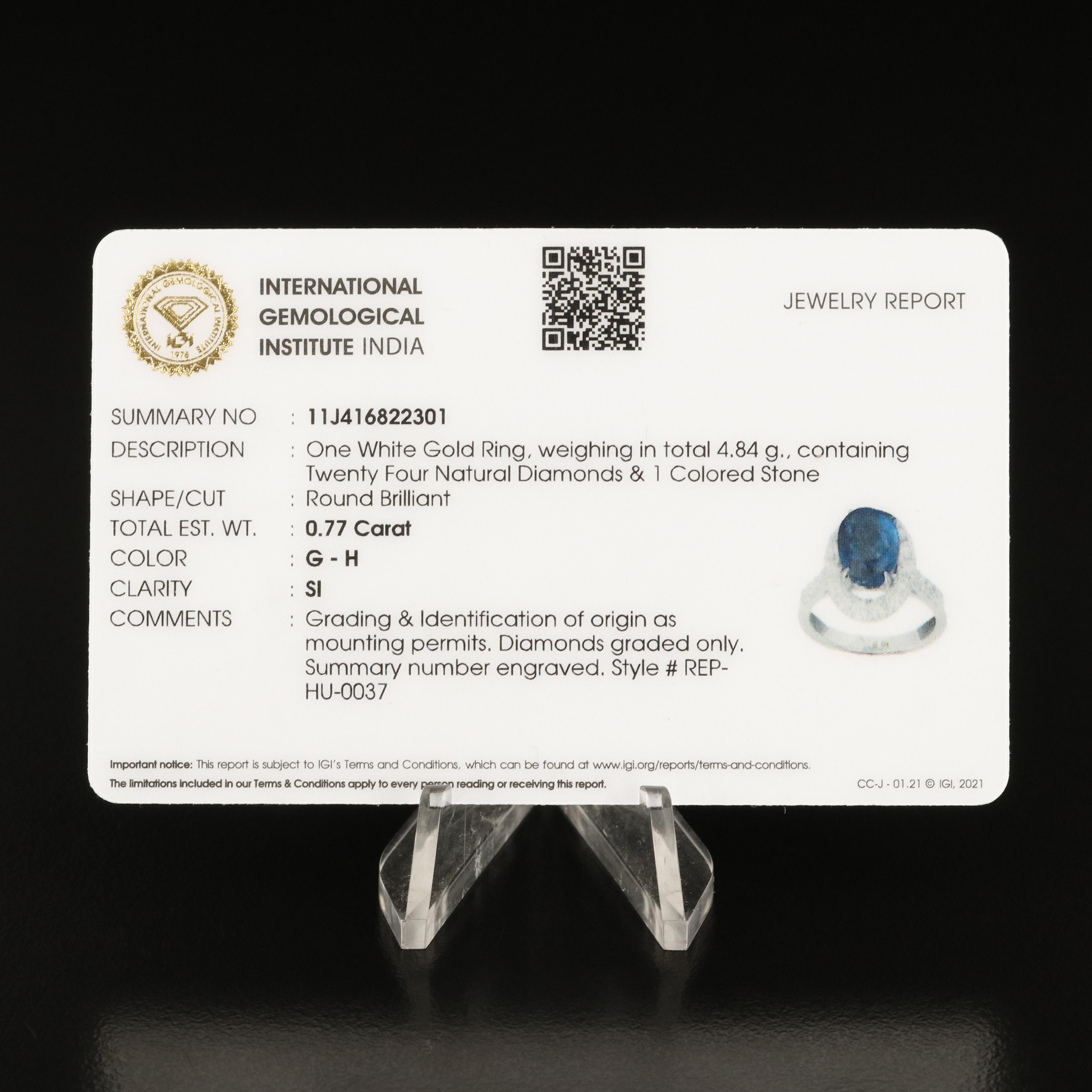 14K 3.14 CT Sapphire and Diamond Ring with IGI Report