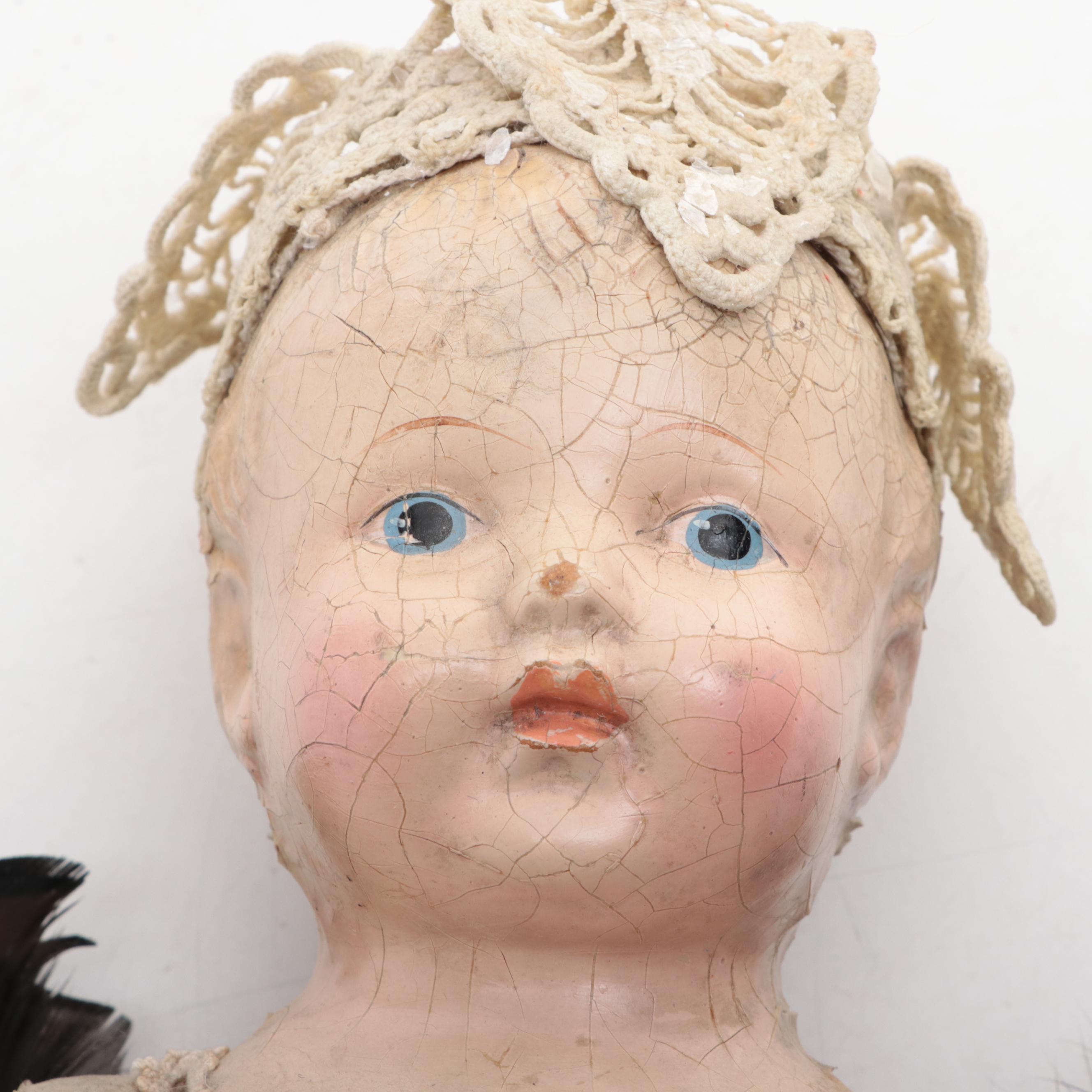 Kewpie Style Wind-Up Hula Hula Doll with Other Dolls, Early to Mid-20th Century