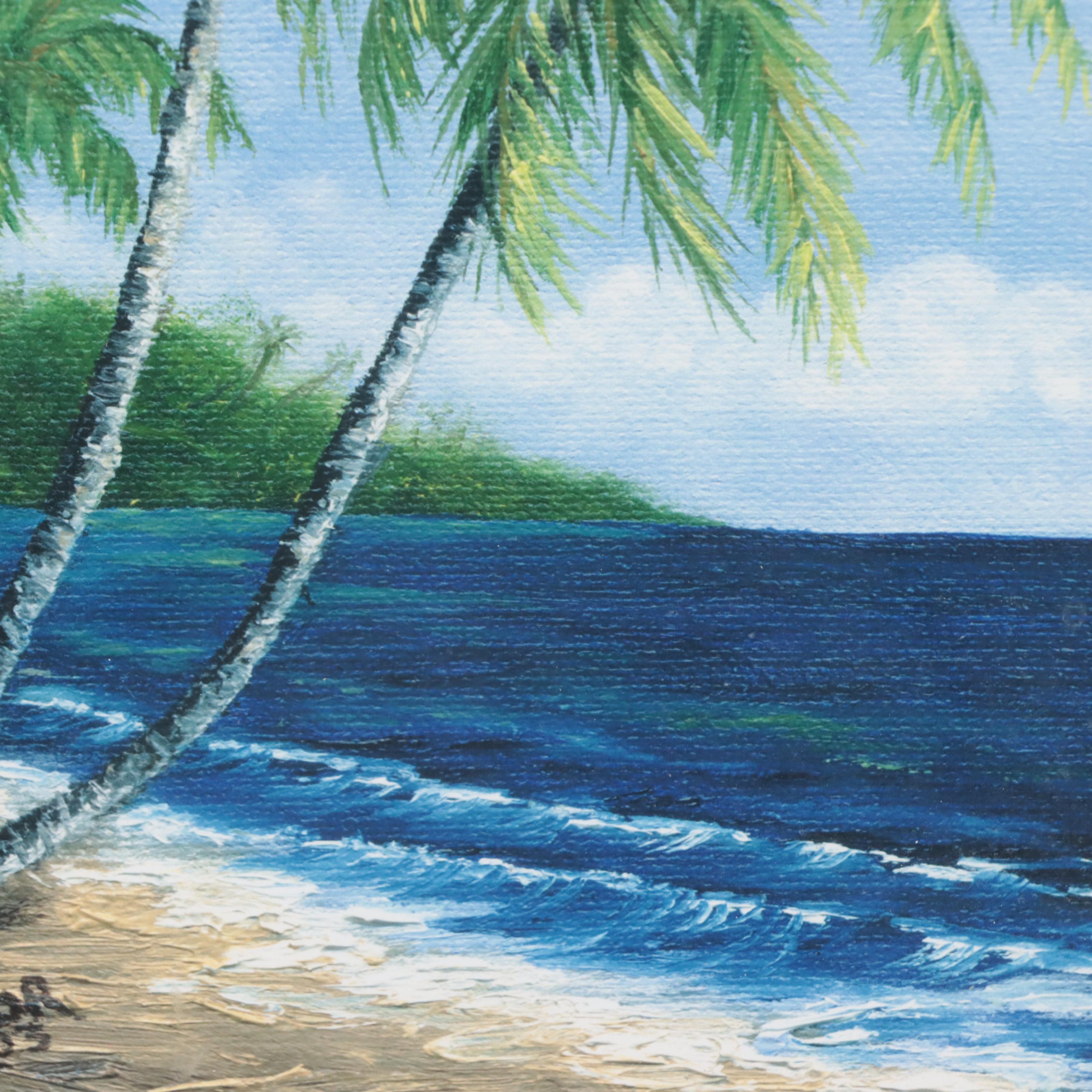 A. Taylor Coastal Landscape Offset Lithograph "Maui Palms," 2003