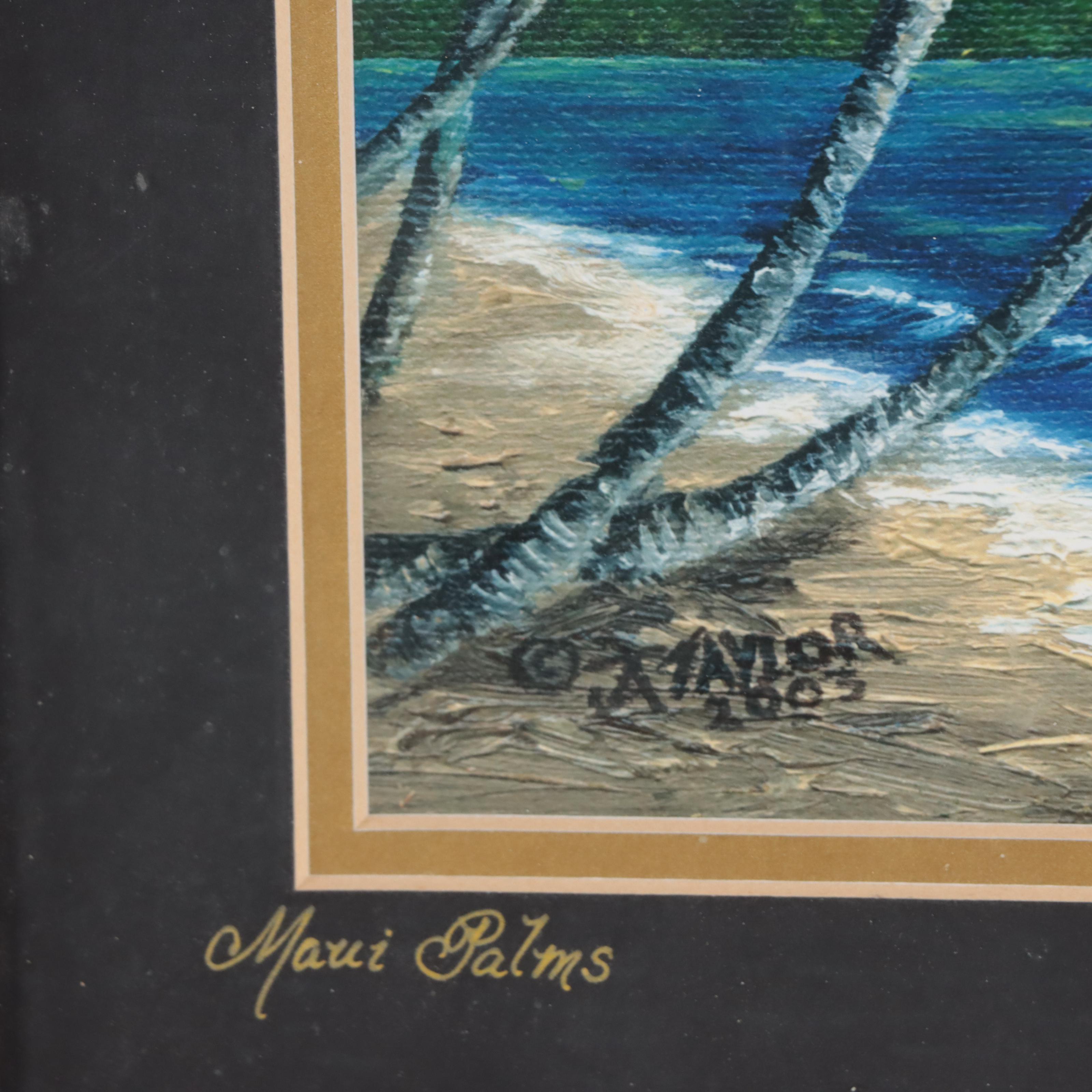 A. Taylor Coastal Landscape Offset Lithograph "Maui Palms," 2003