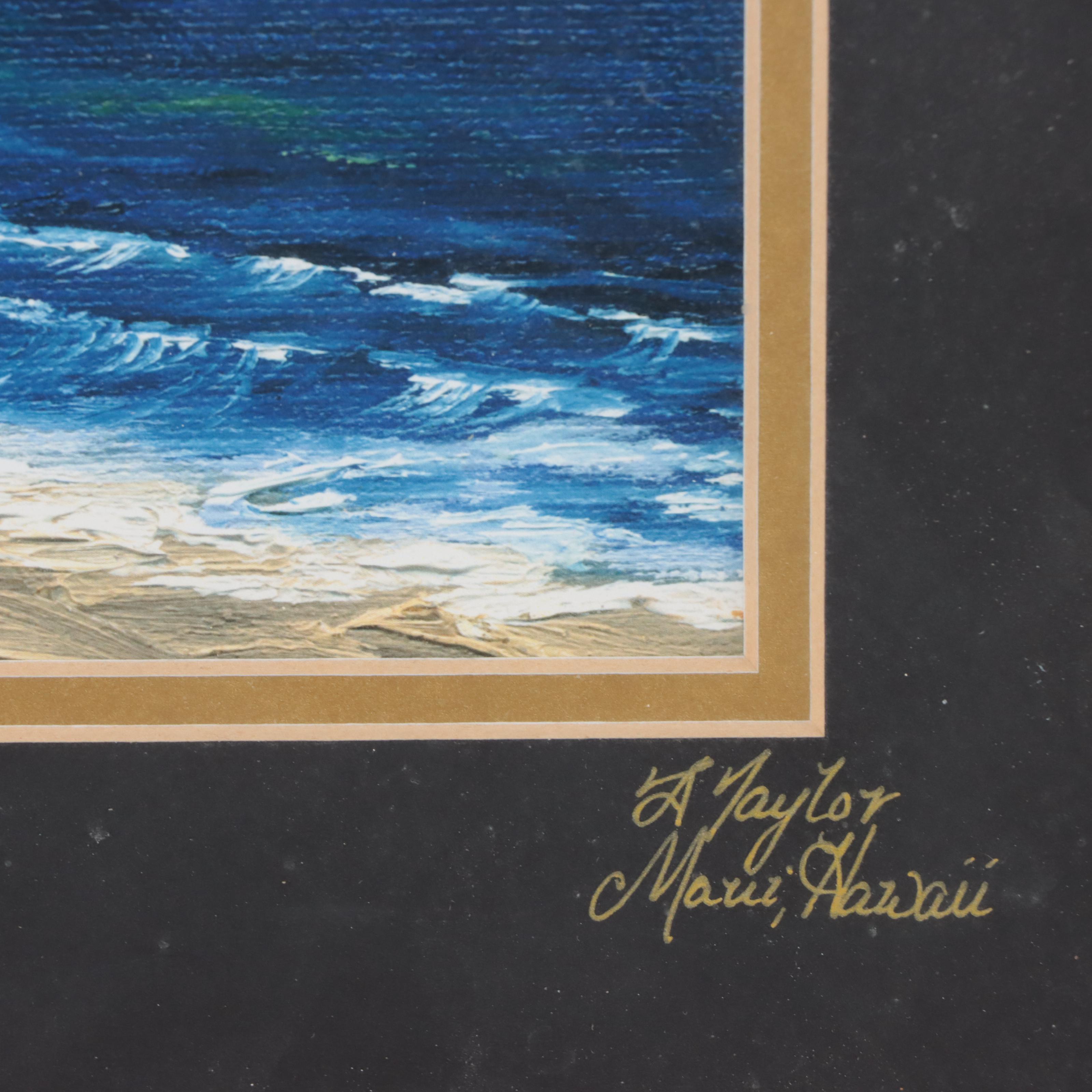 A. Taylor Coastal Landscape Offset Lithograph "Maui Palms," 2003