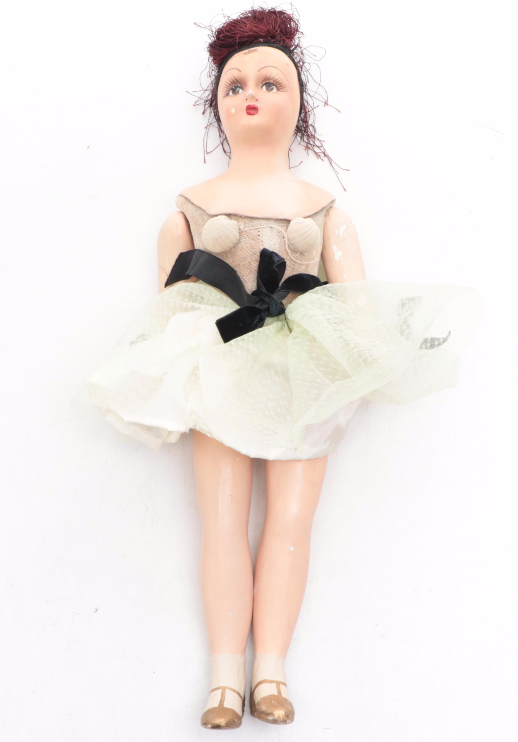 Kewpie Style Wind-Up Hula Hula Doll with Other Dolls, Early to Mid-20th Century