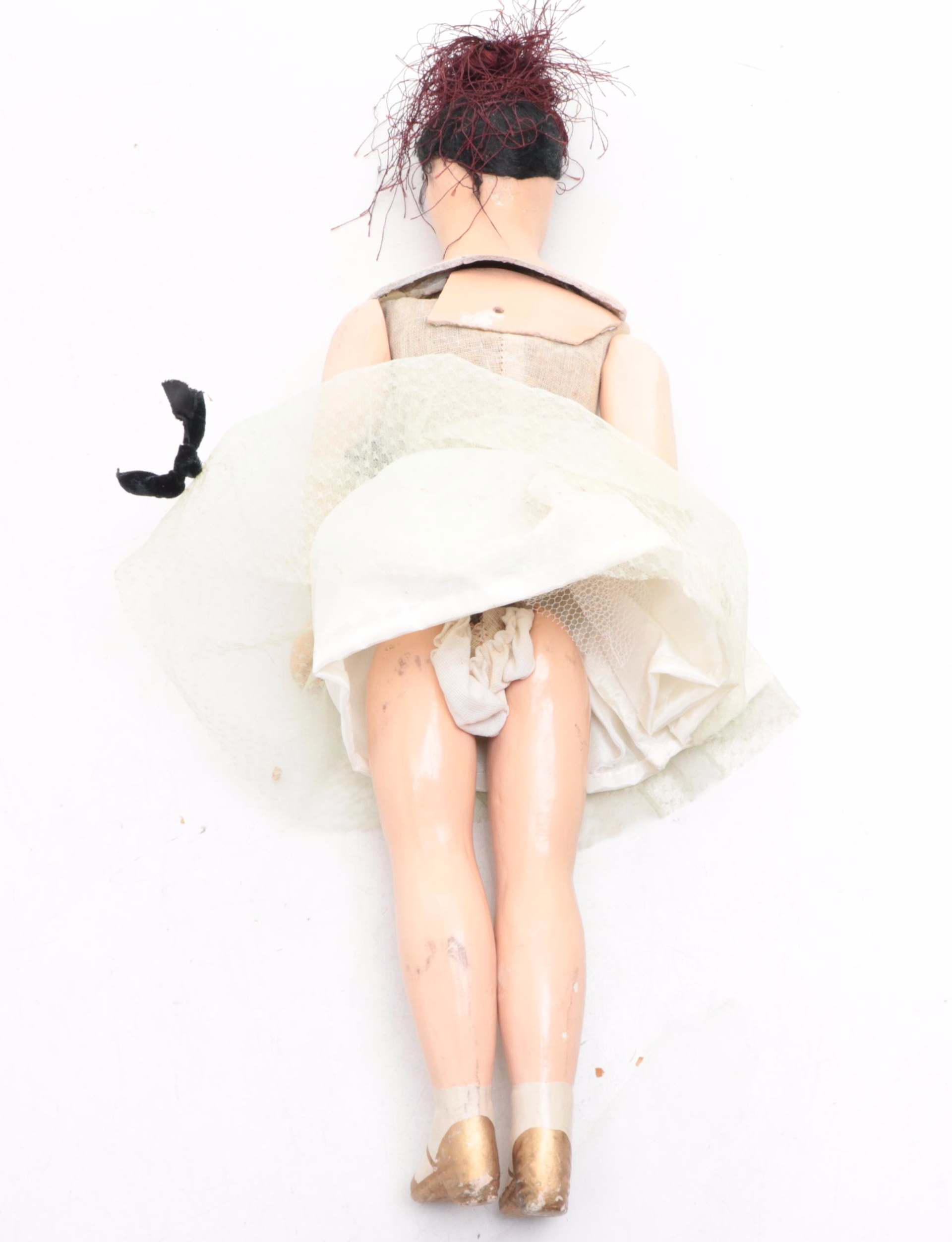 Kewpie Style Wind-Up Hula Hula Doll with Other Dolls, Early to Mid-20th Century