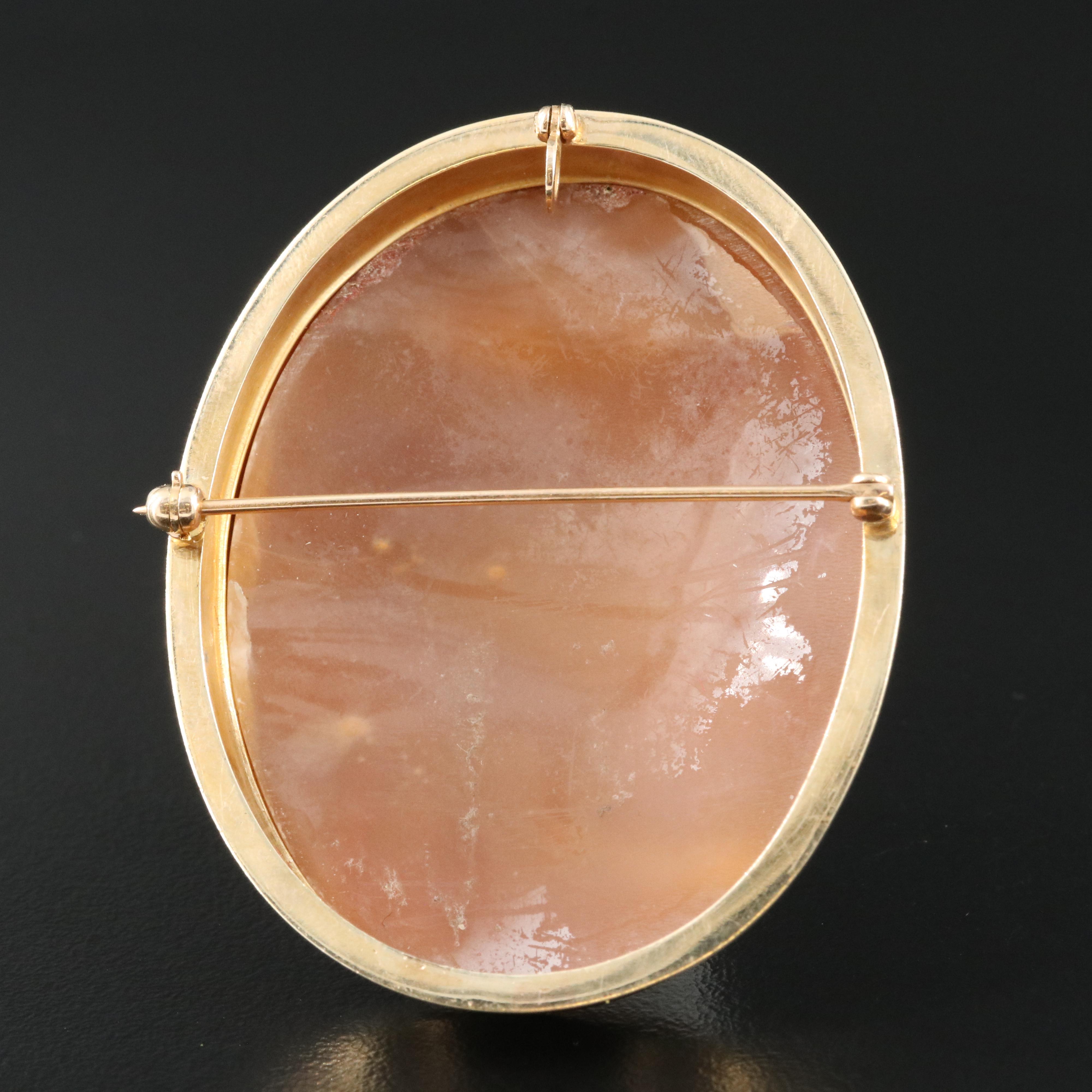 Vintage 14K Shell Three Muses Cameo Converter Brooch