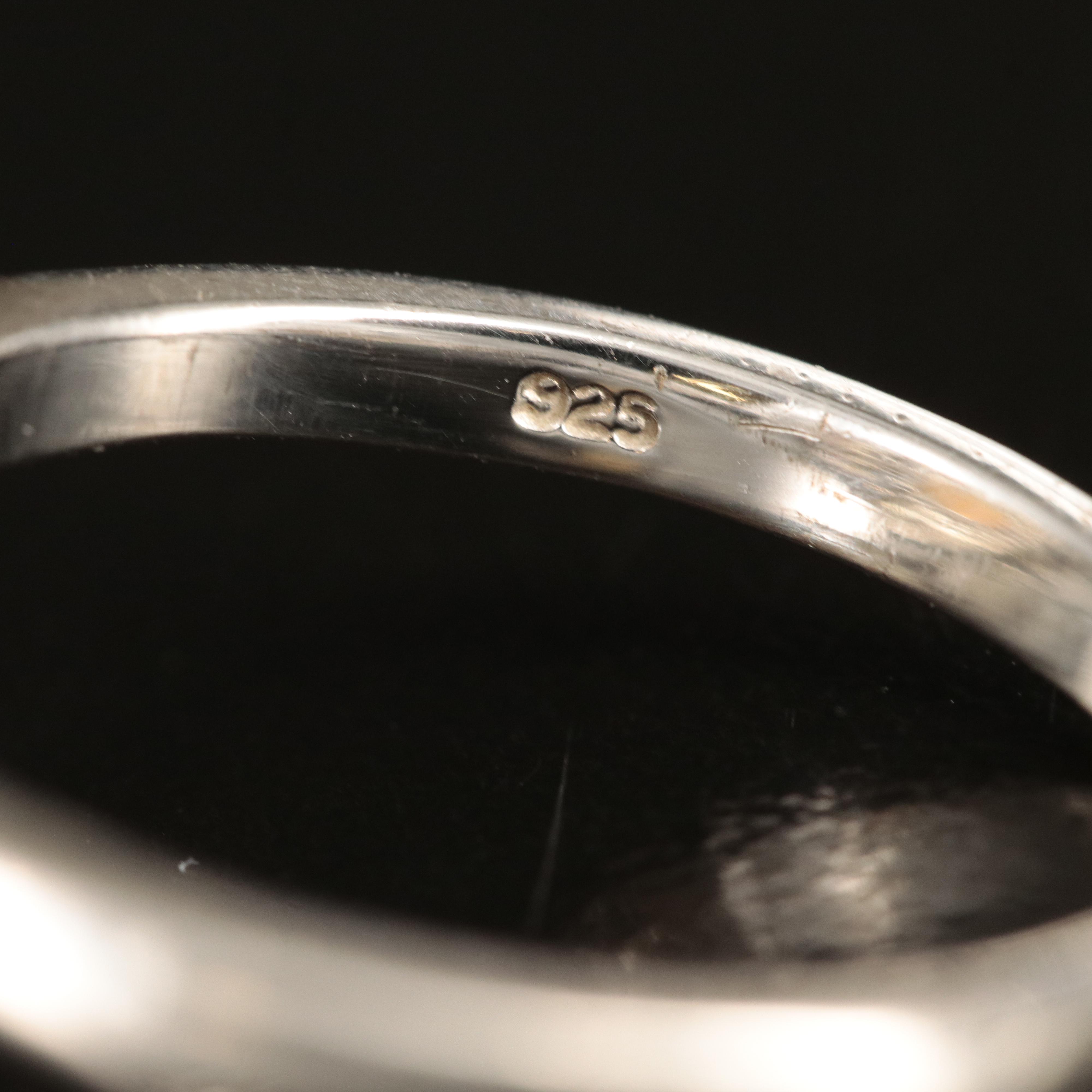 Sterling Opal and Sapphire Ring