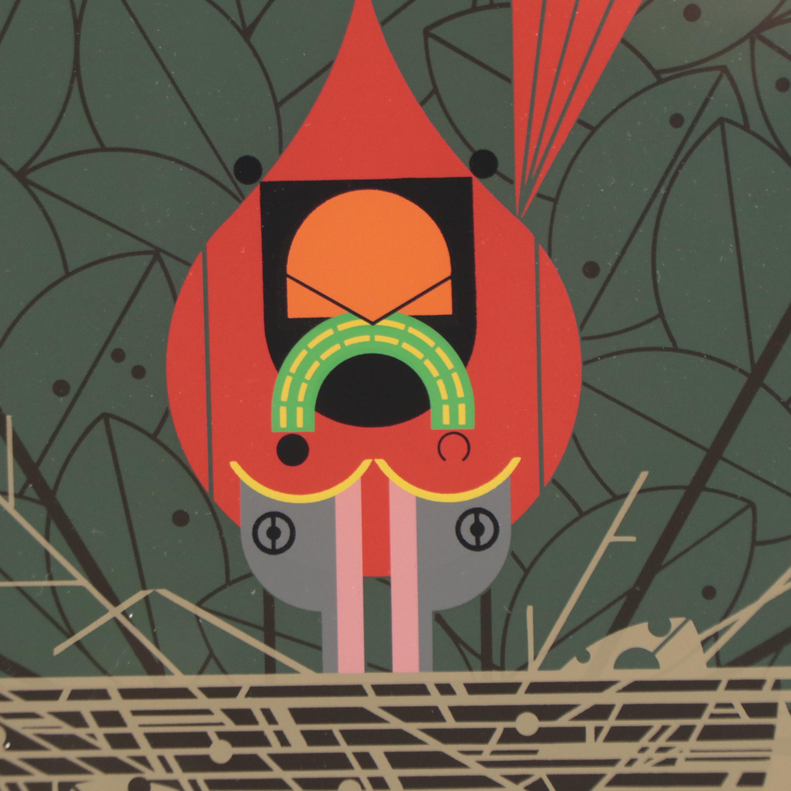 Charley Harper Serigraph "Cardinal Cradle," 1991