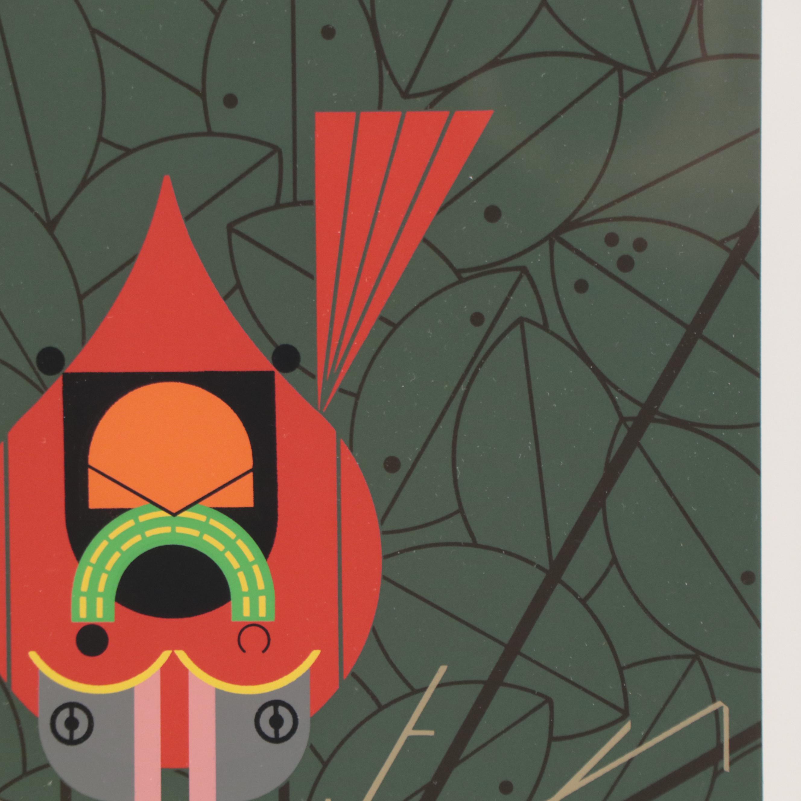 Charley Harper Serigraph "Cardinal Cradle," 1991