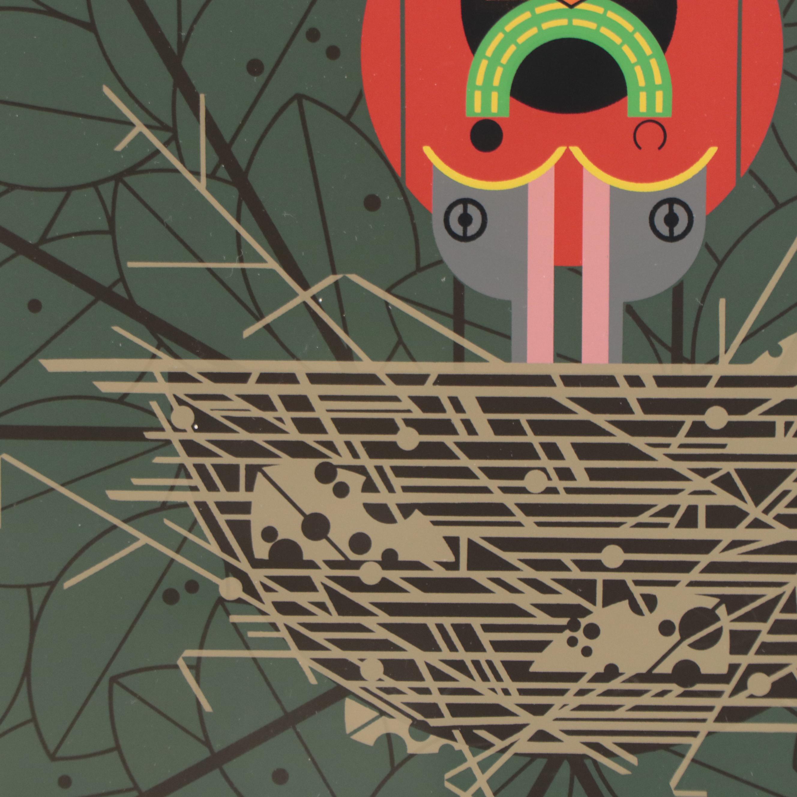 Charley Harper Serigraph "Cardinal Cradle," 1991