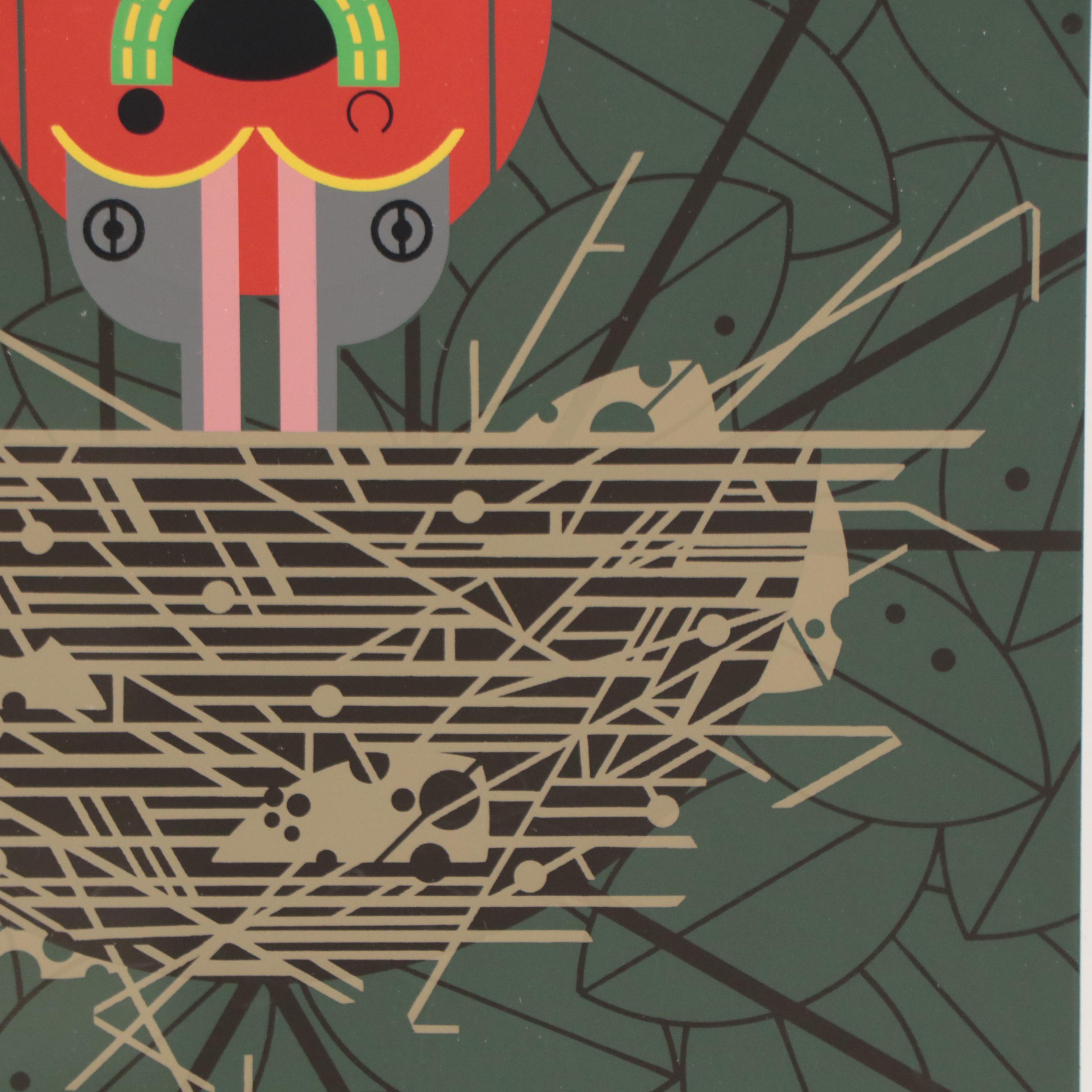 Charley Harper Serigraph "Cardinal Cradle," 1991