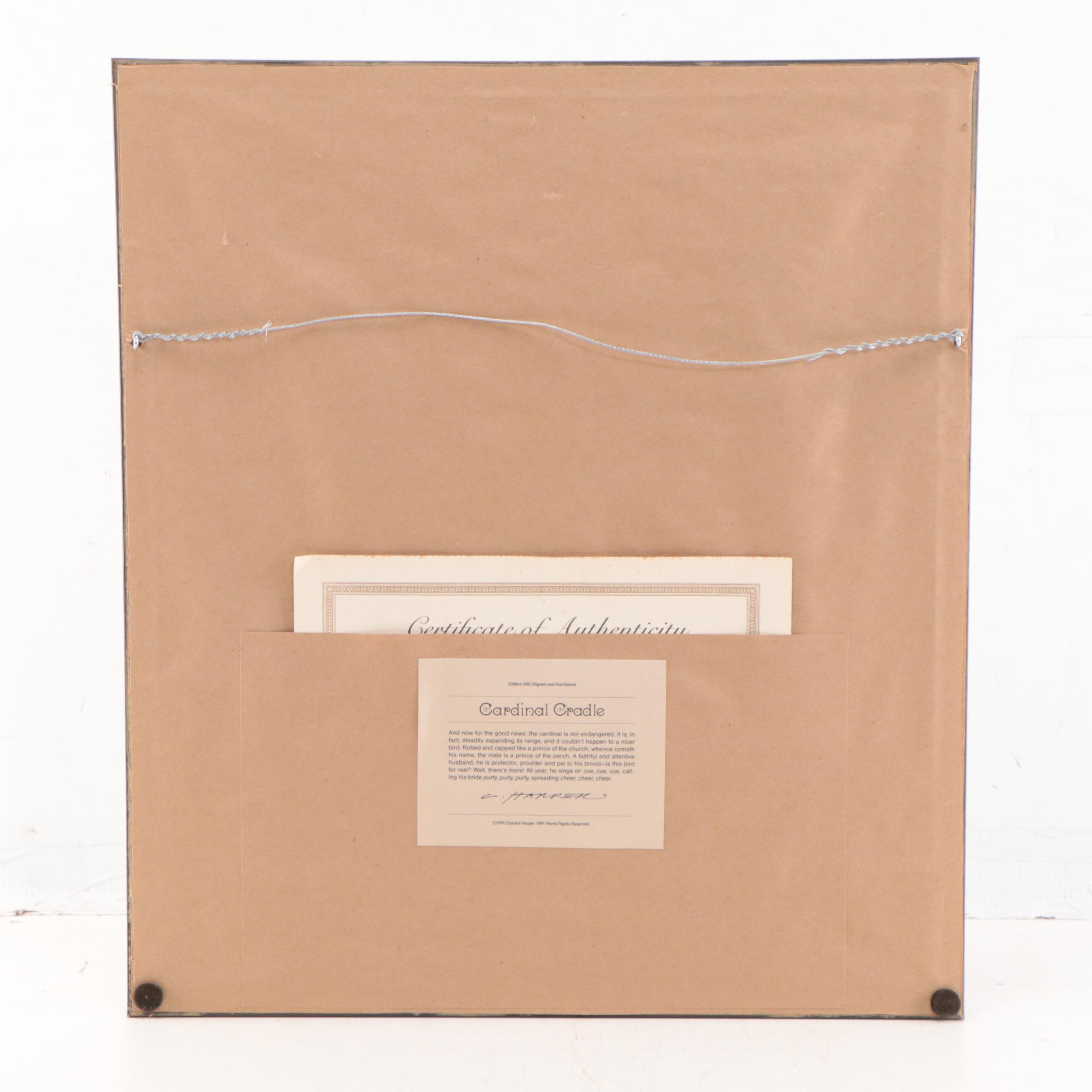 Charley Harper Serigraph "Cardinal Cradle," 1991