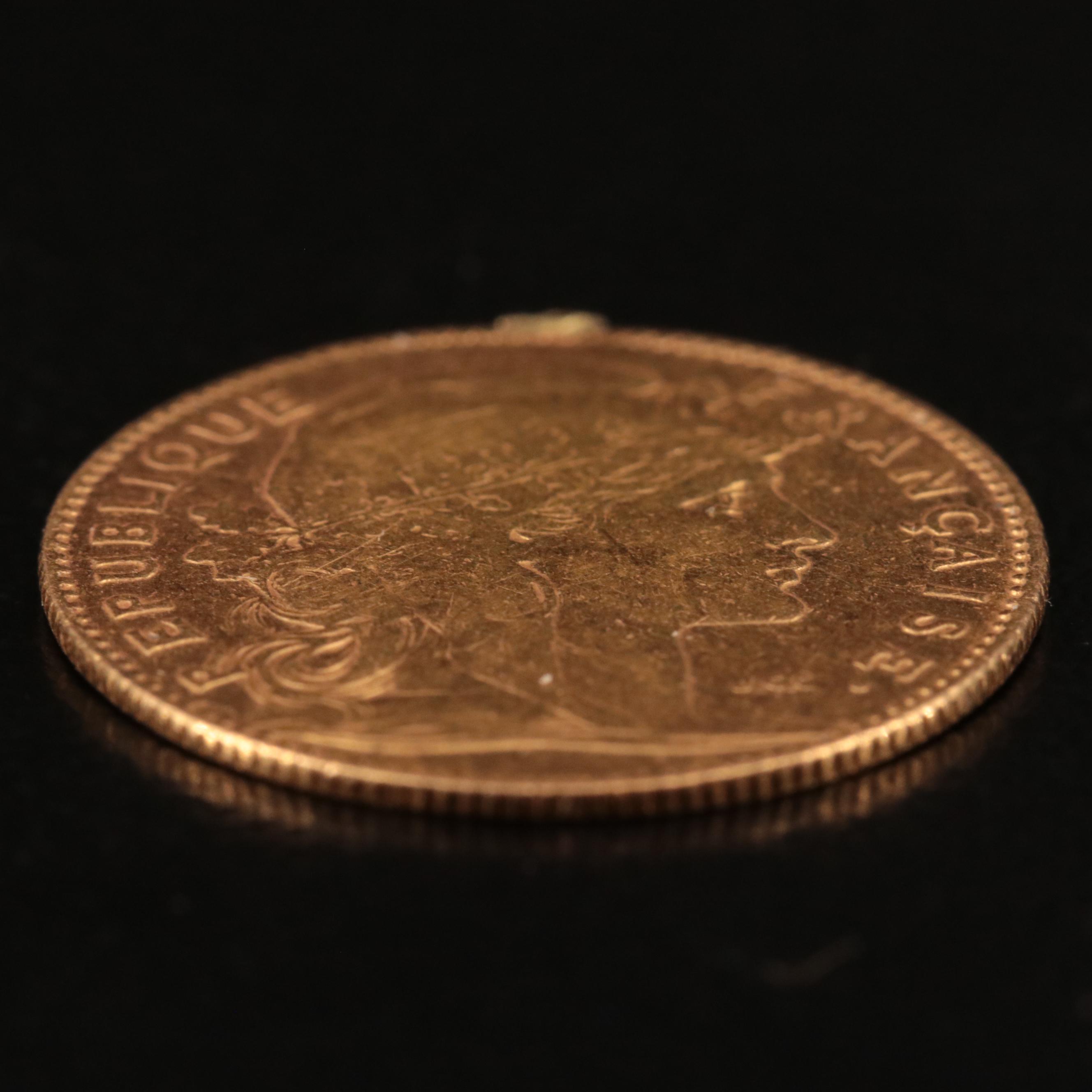 1901 France Ten Francs Gold Coin