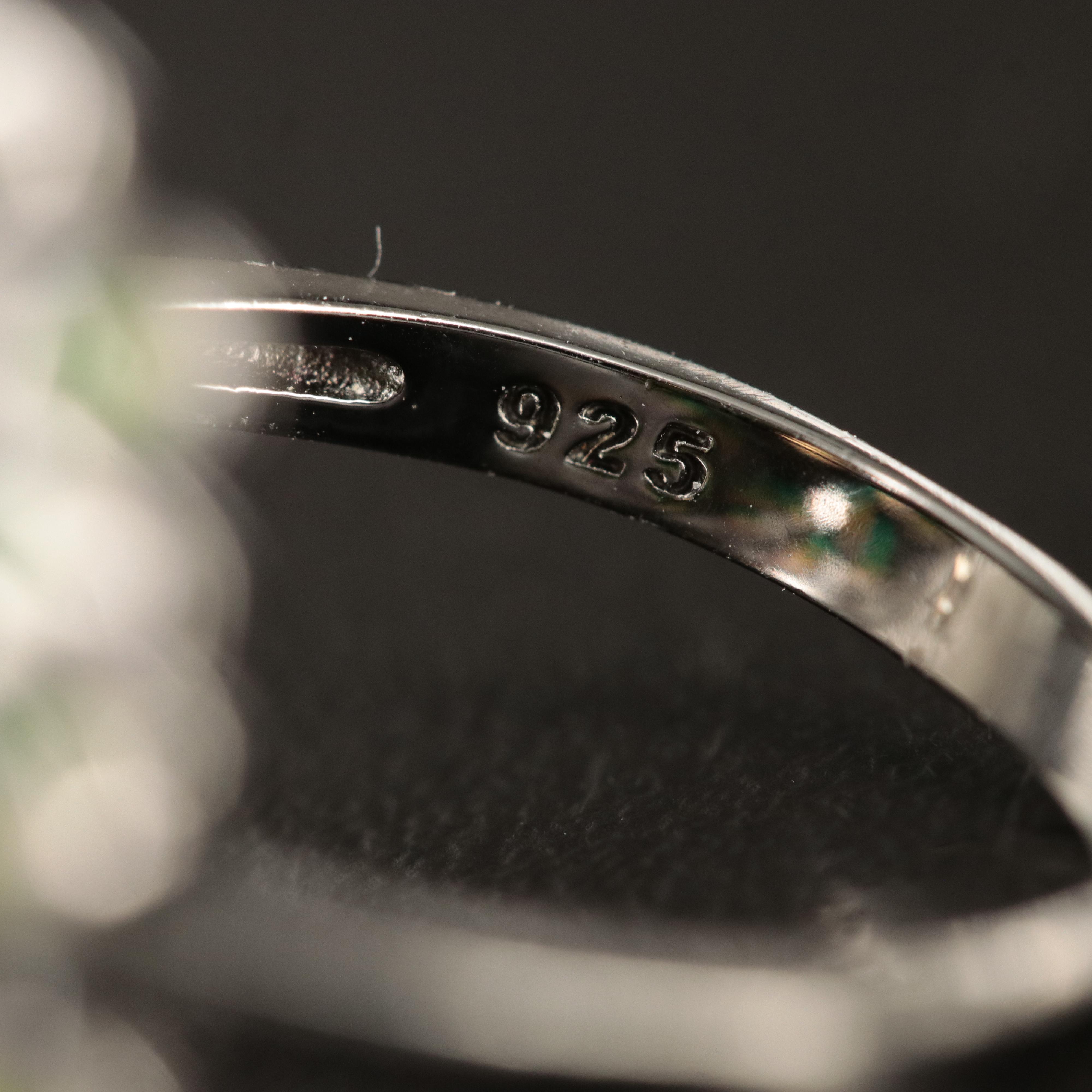 Sterling Opal, Cubic Zirconia and Enamel Ring with Plique - a - Jour Accents