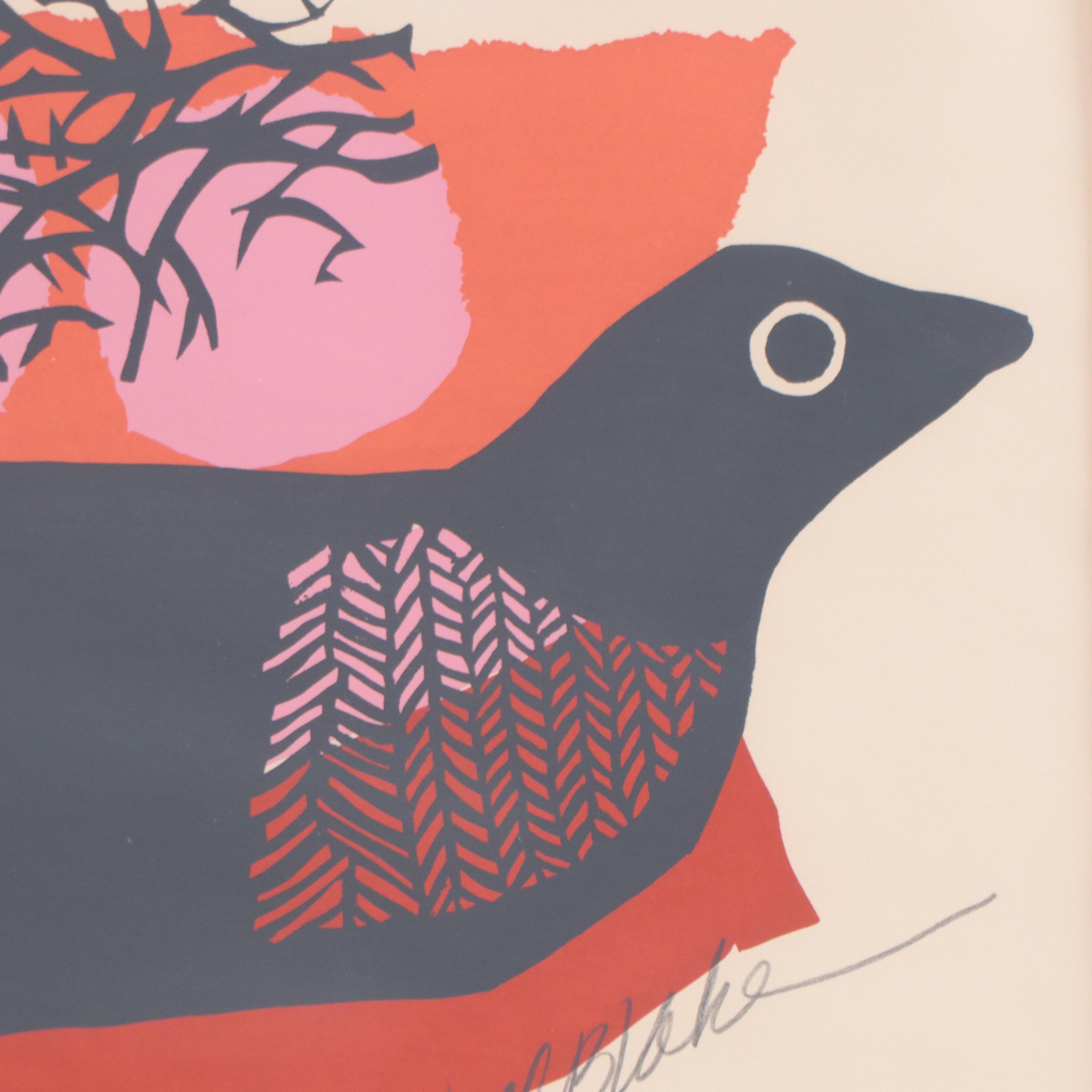 Sandra Blake Serigraph "Mexican Bird"