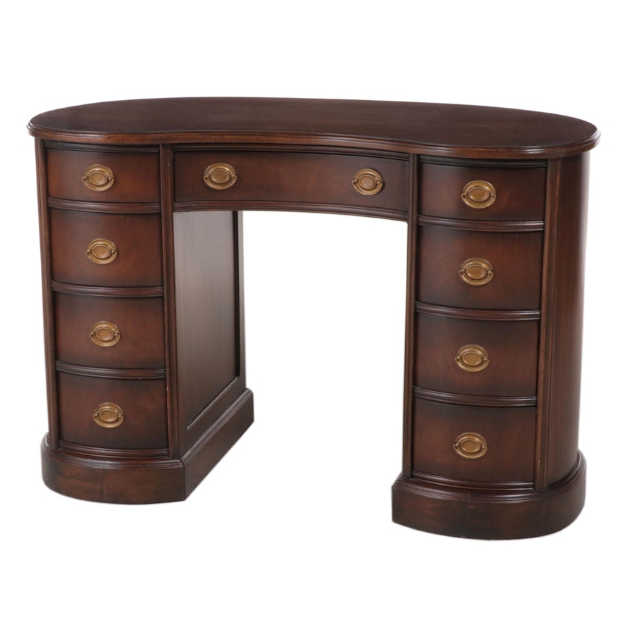 Federal Style Mahogany Kidney-Form Kneehole Desk, 20th Century