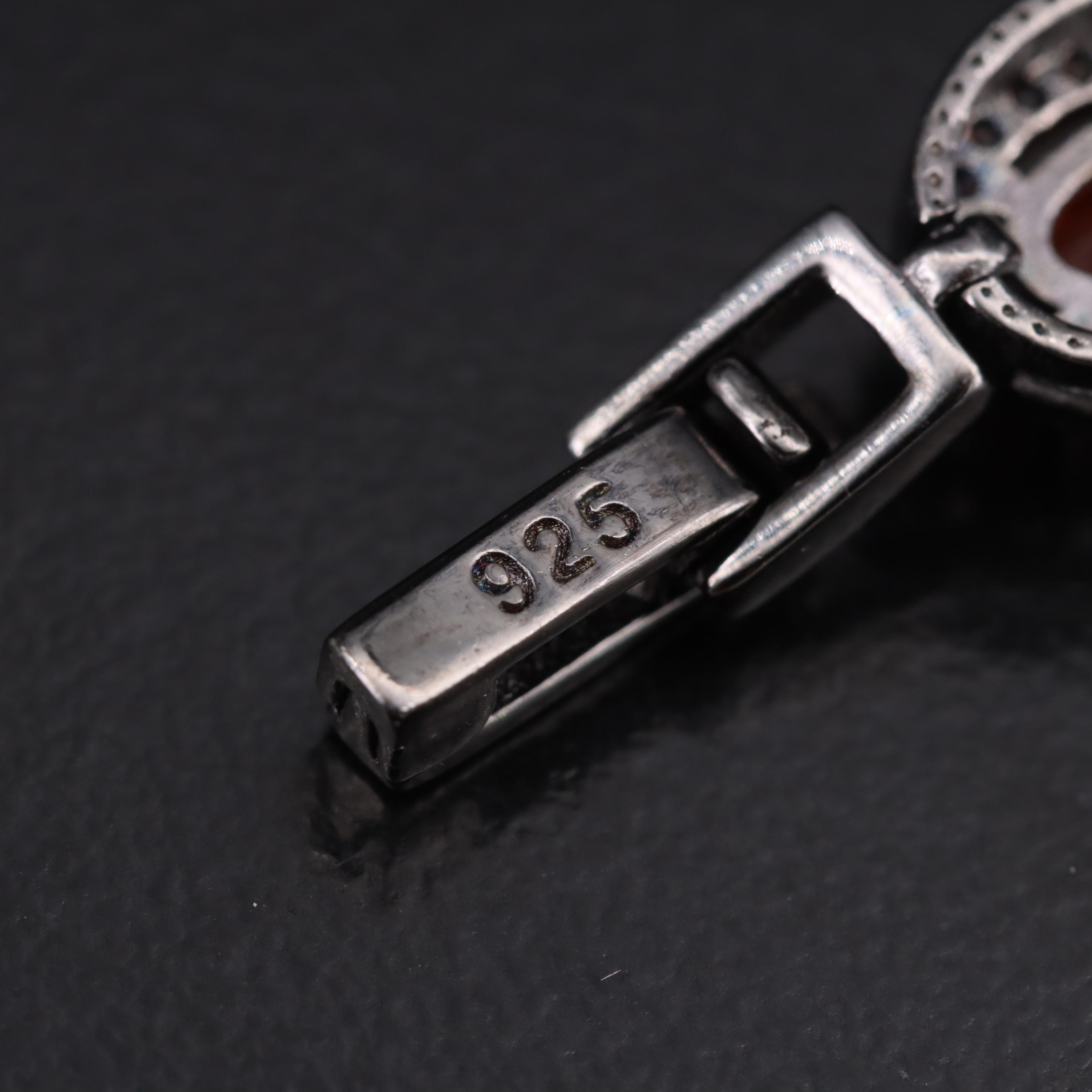 Sterling Fire Opal and Cubic Zirconia Bracelet