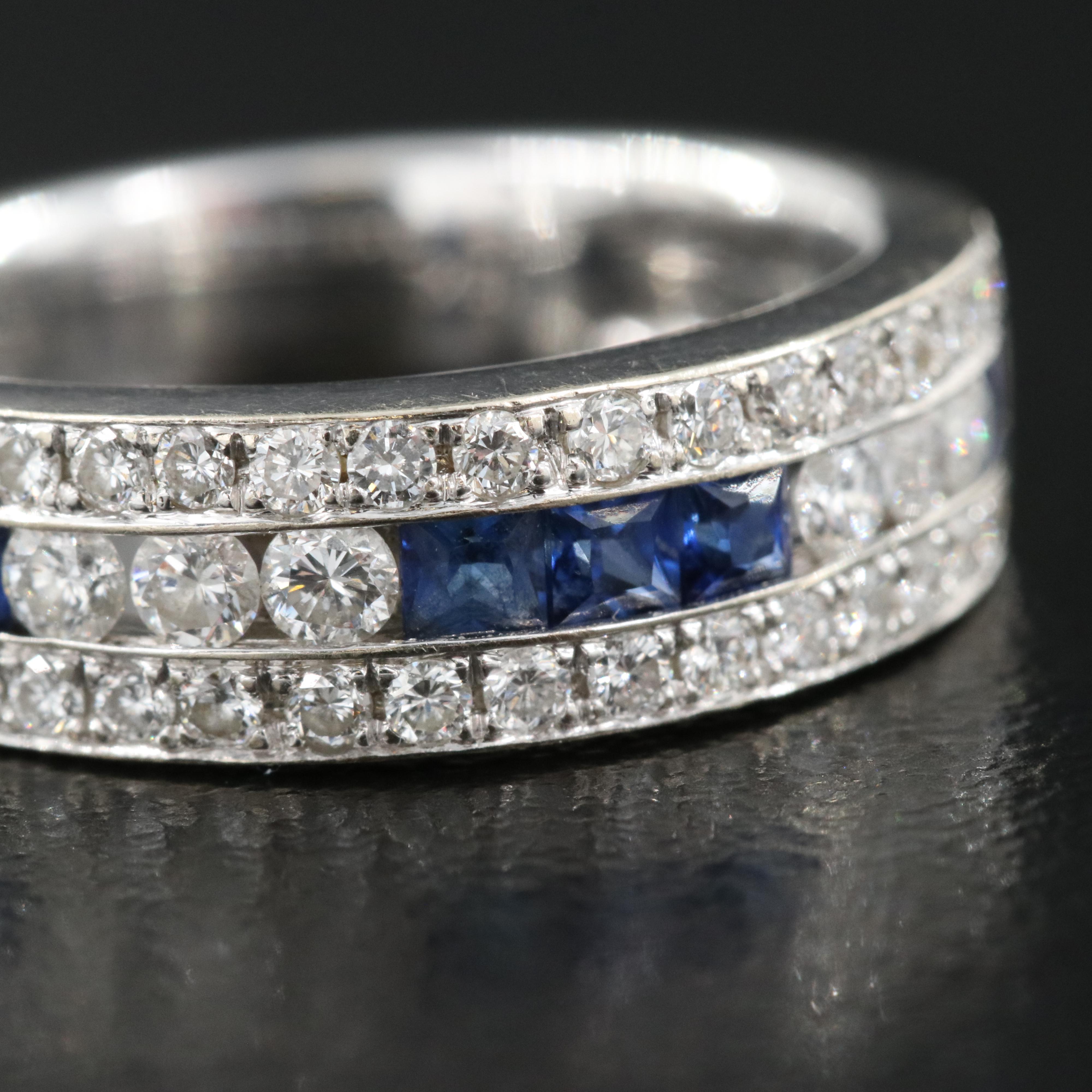 18K 0.50 CTW Diamond and Sapphire Ring