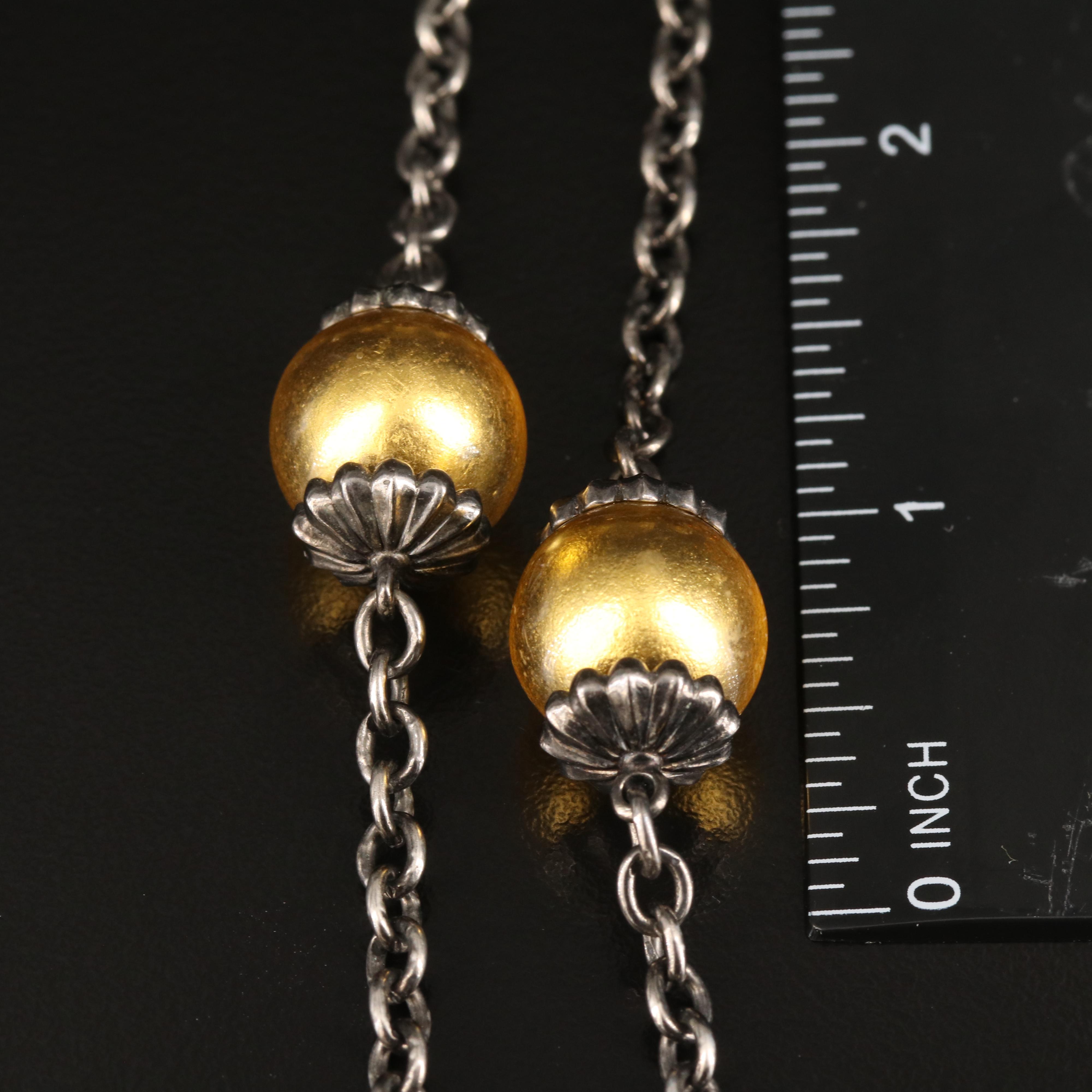 Sterling Faux Pearl Station Necklace