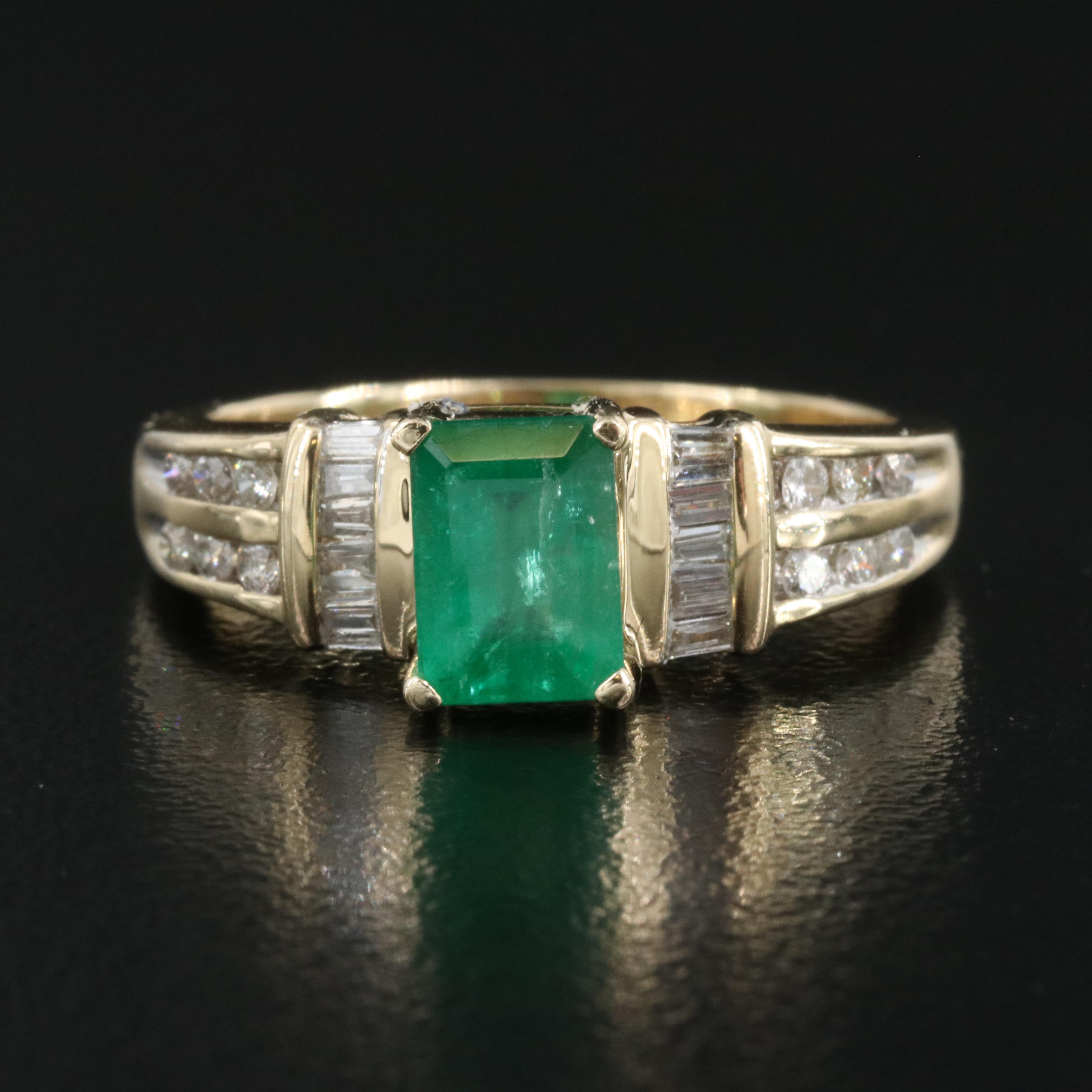 14K Emerald and Diamond Ring