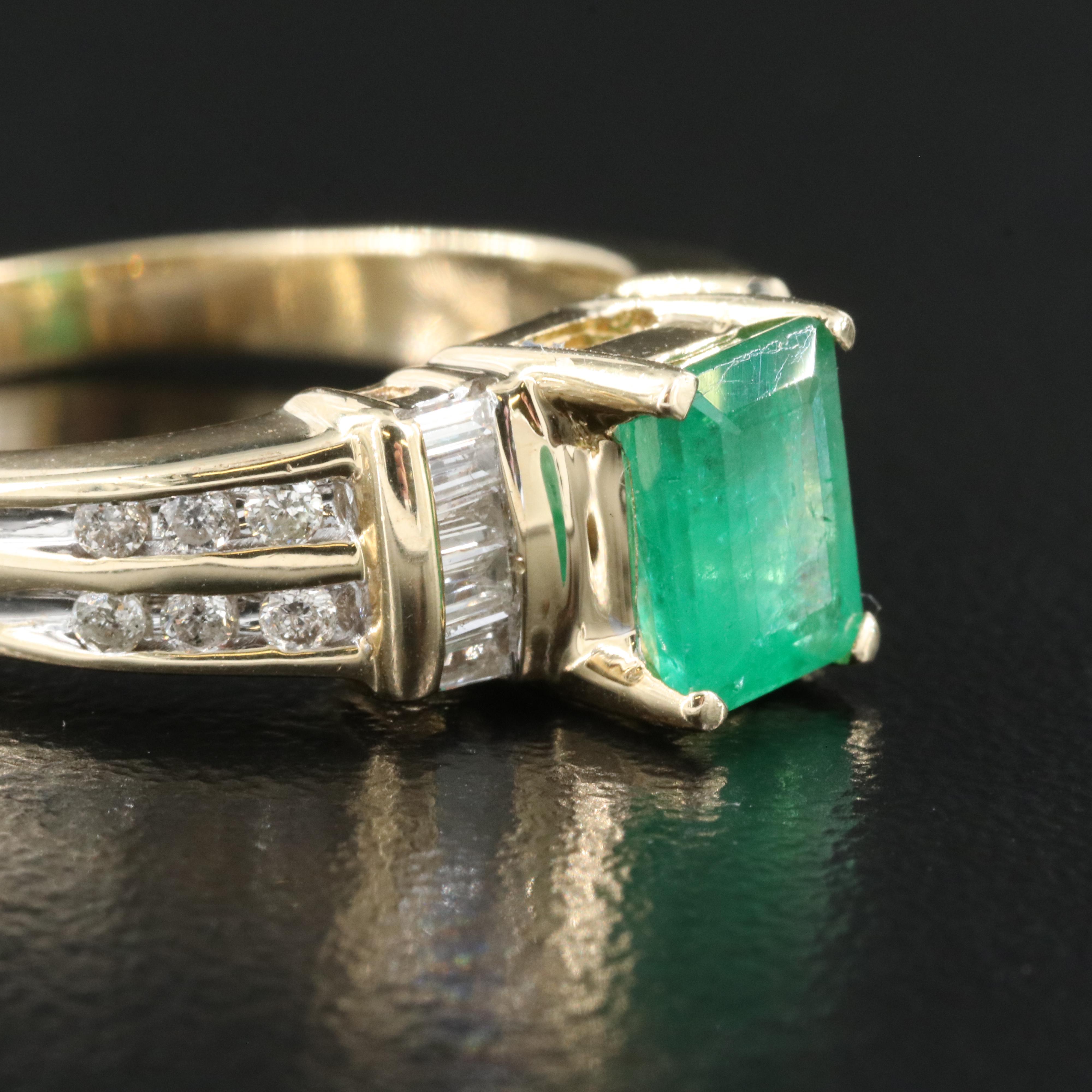 14K Emerald and Diamond Ring