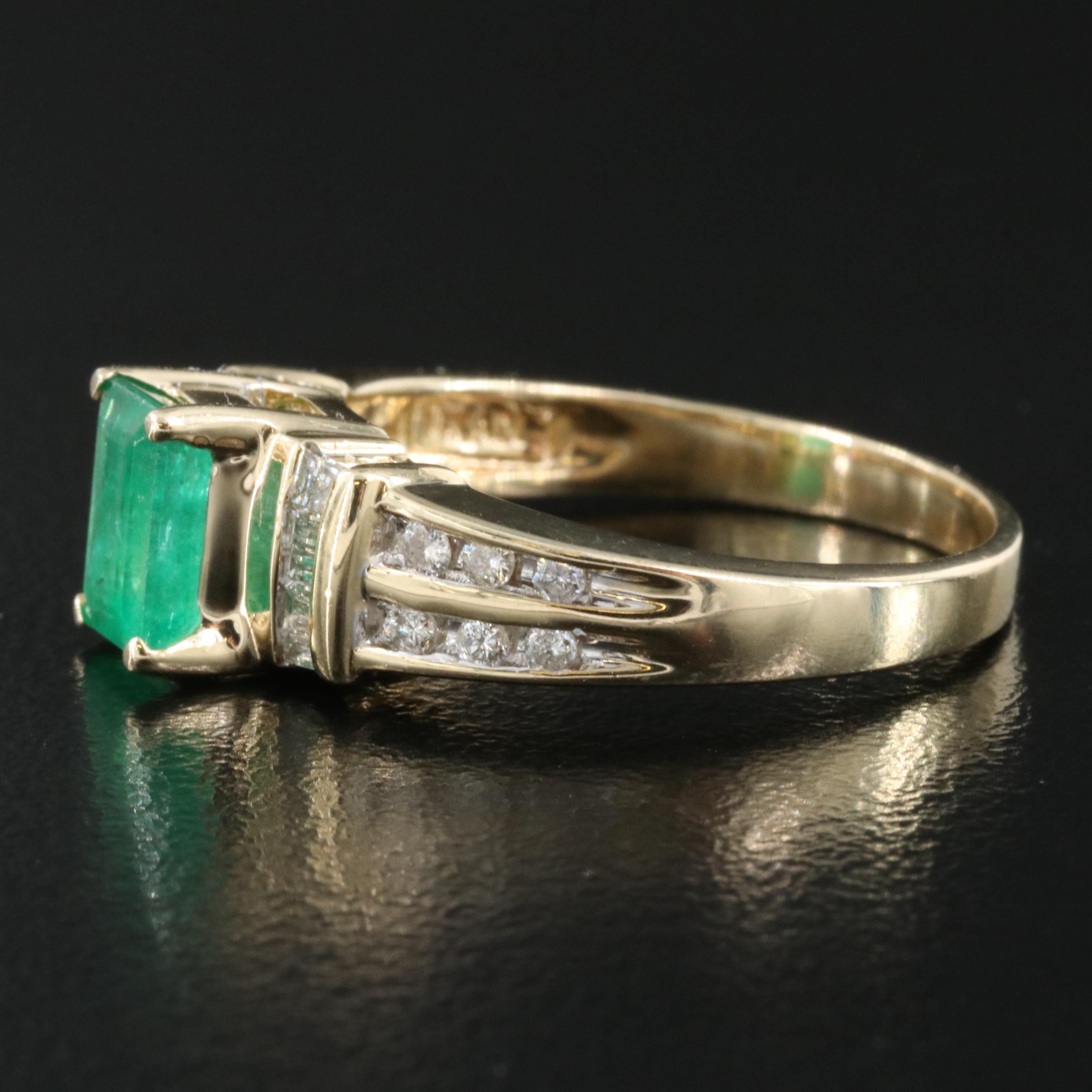 14K Emerald and Diamond Ring