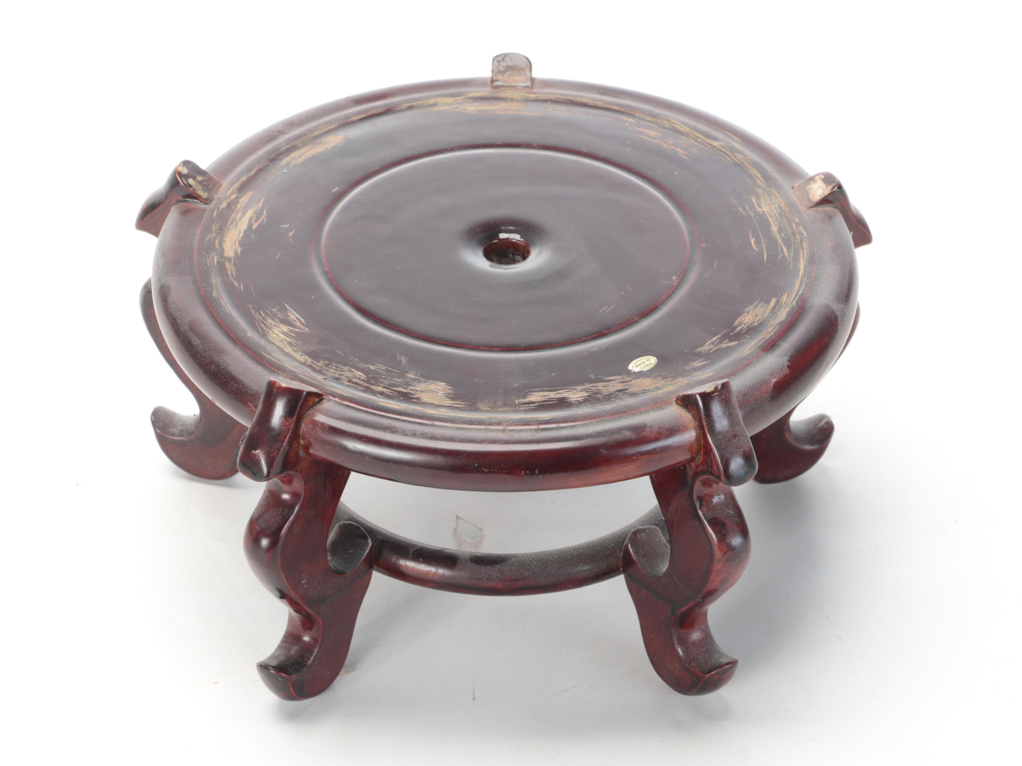 Chinese Satsuma Style Ceramic Fishbowl Planter with Stand