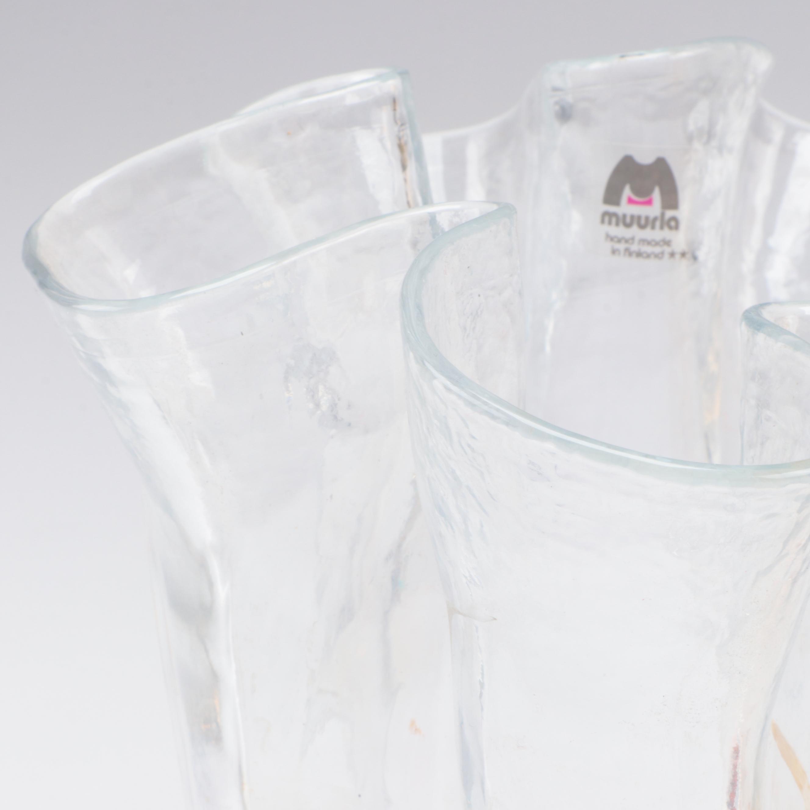 Brian Moore Covered Ceramic Bowl with Blenko and Muuria Glass Vases