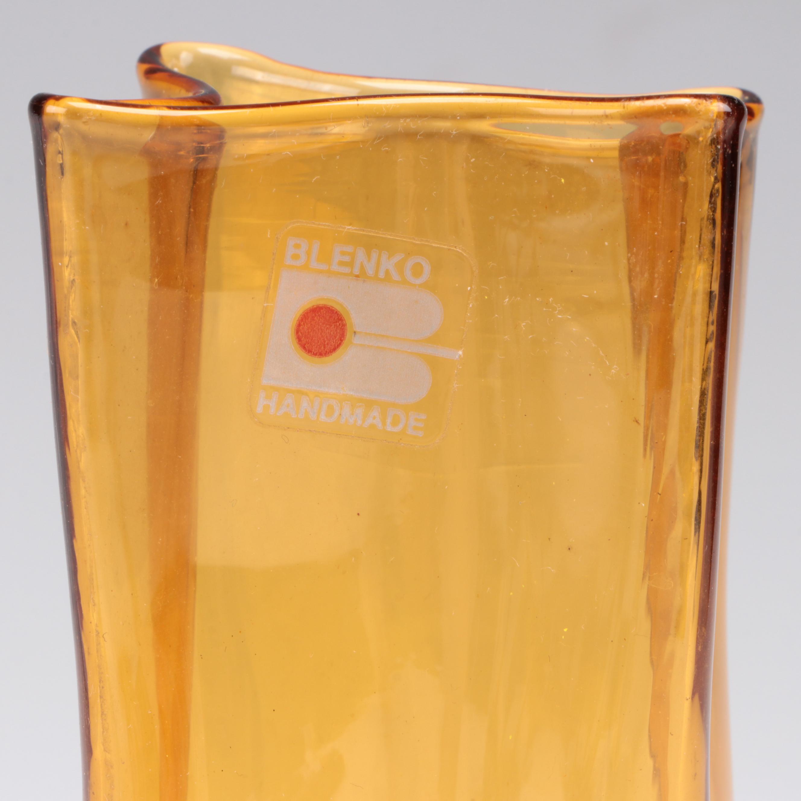 Brian Moore Covered Ceramic Bowl with Blenko and Muuria Glass Vases