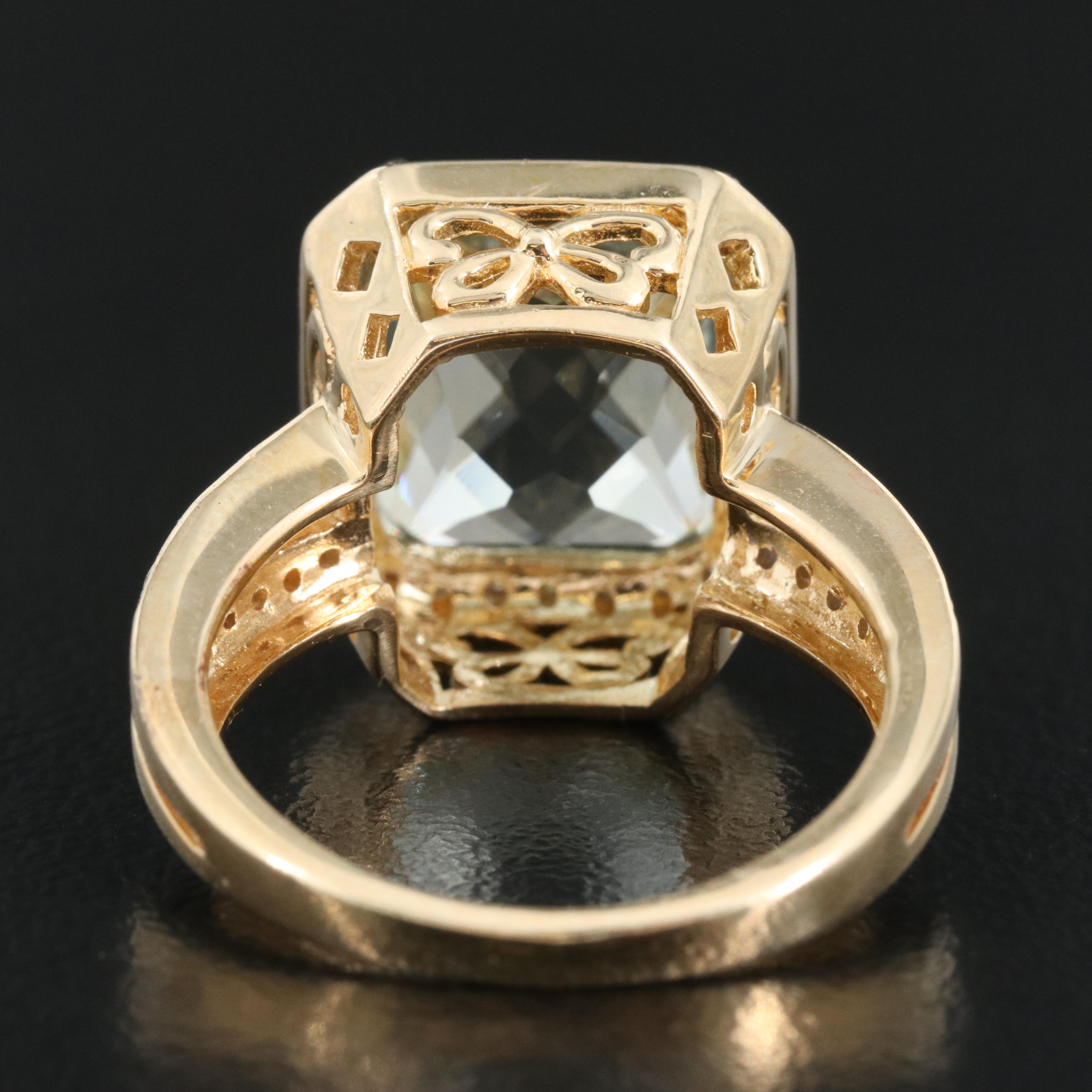 14K Prasiolite and Diamond Ring