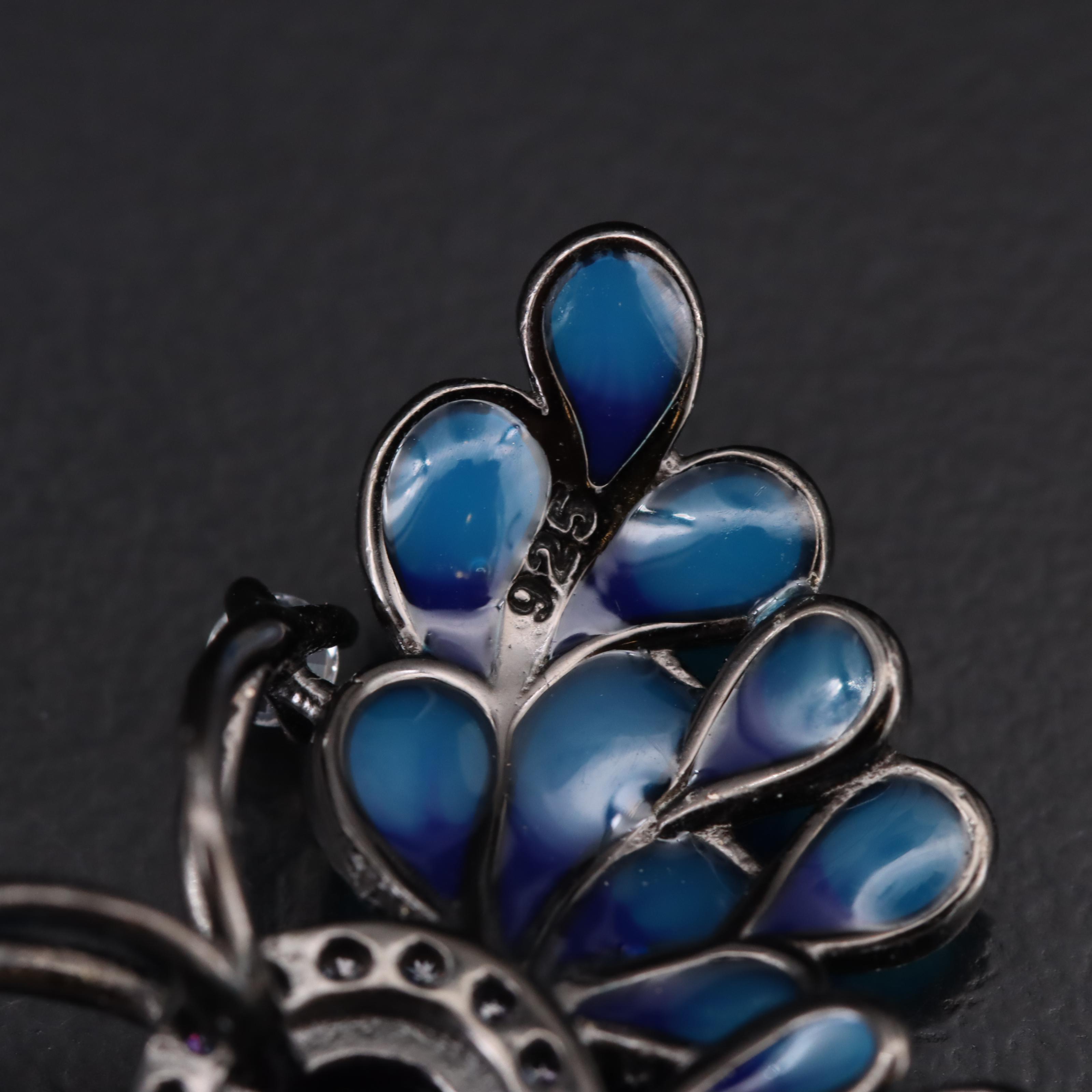 Sterling Amethyst and Gemstone Plique-à-jour Style Butterfly Pendant