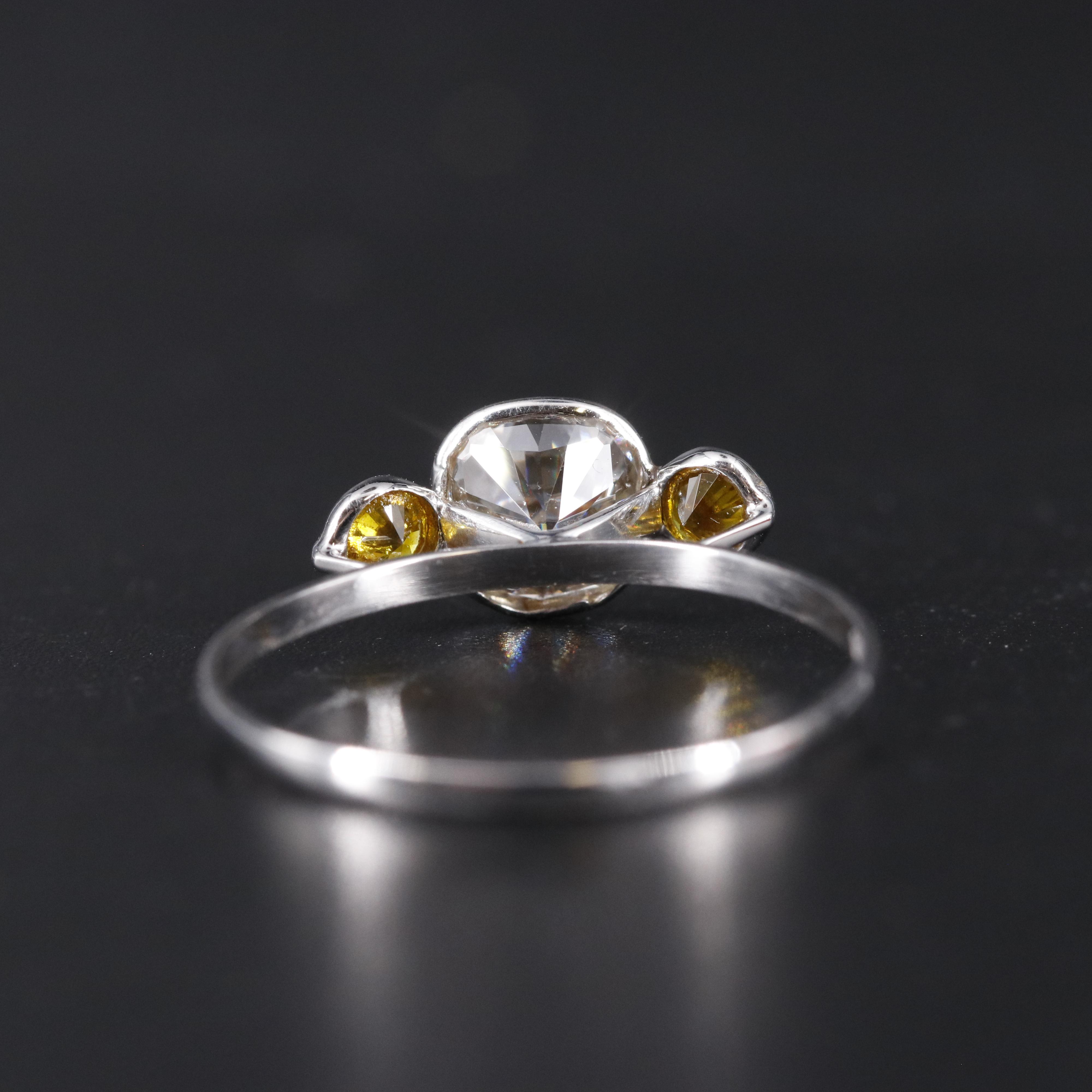 14K Moissanite and Lab Grown Yellow Diamond Ring
