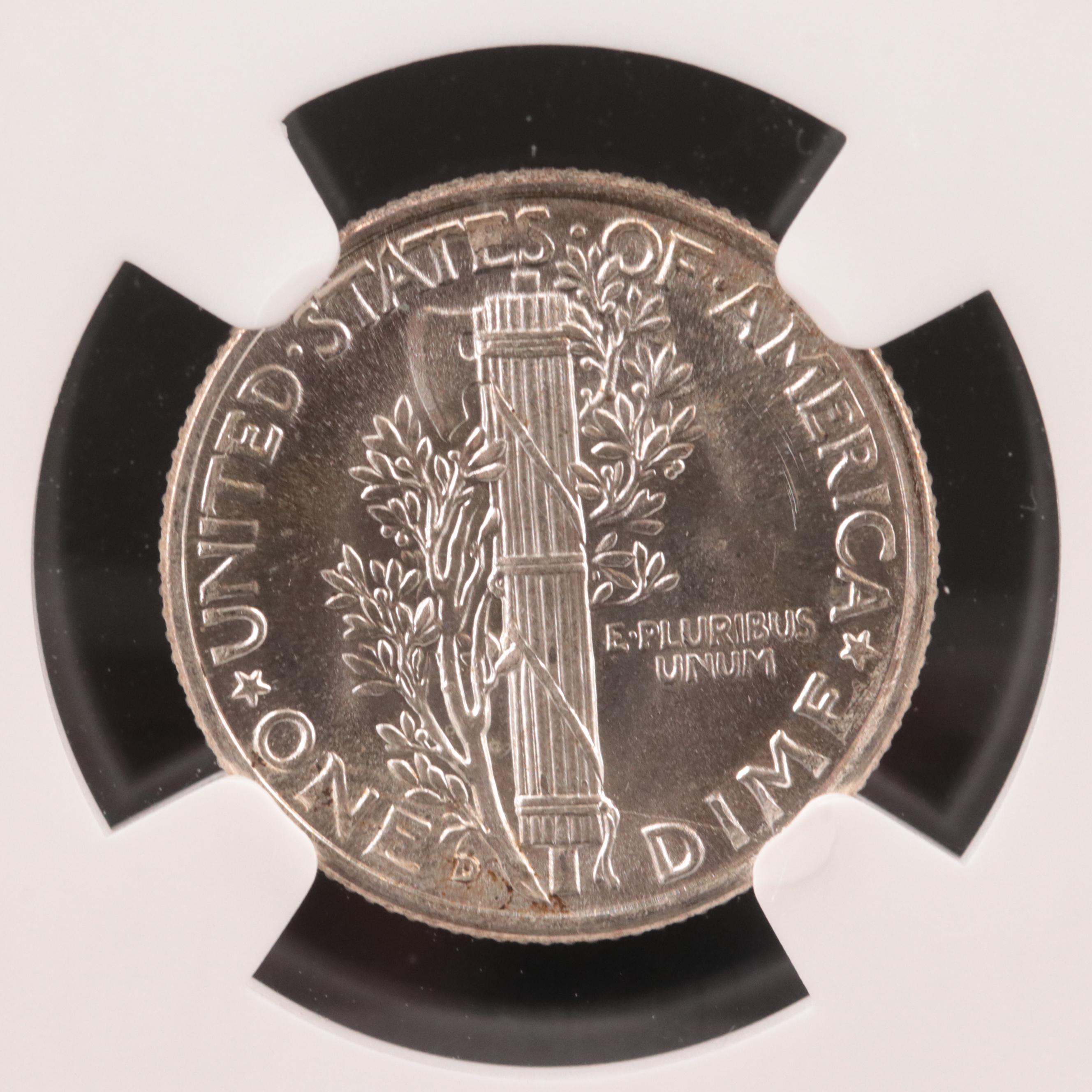 NGC Graded MS64 FB 1943-D Mercury Dime