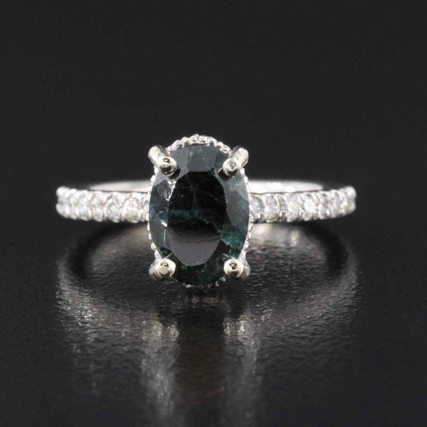 14K 1.47 CT Alexandrite and Diamond Ring with GIA Report