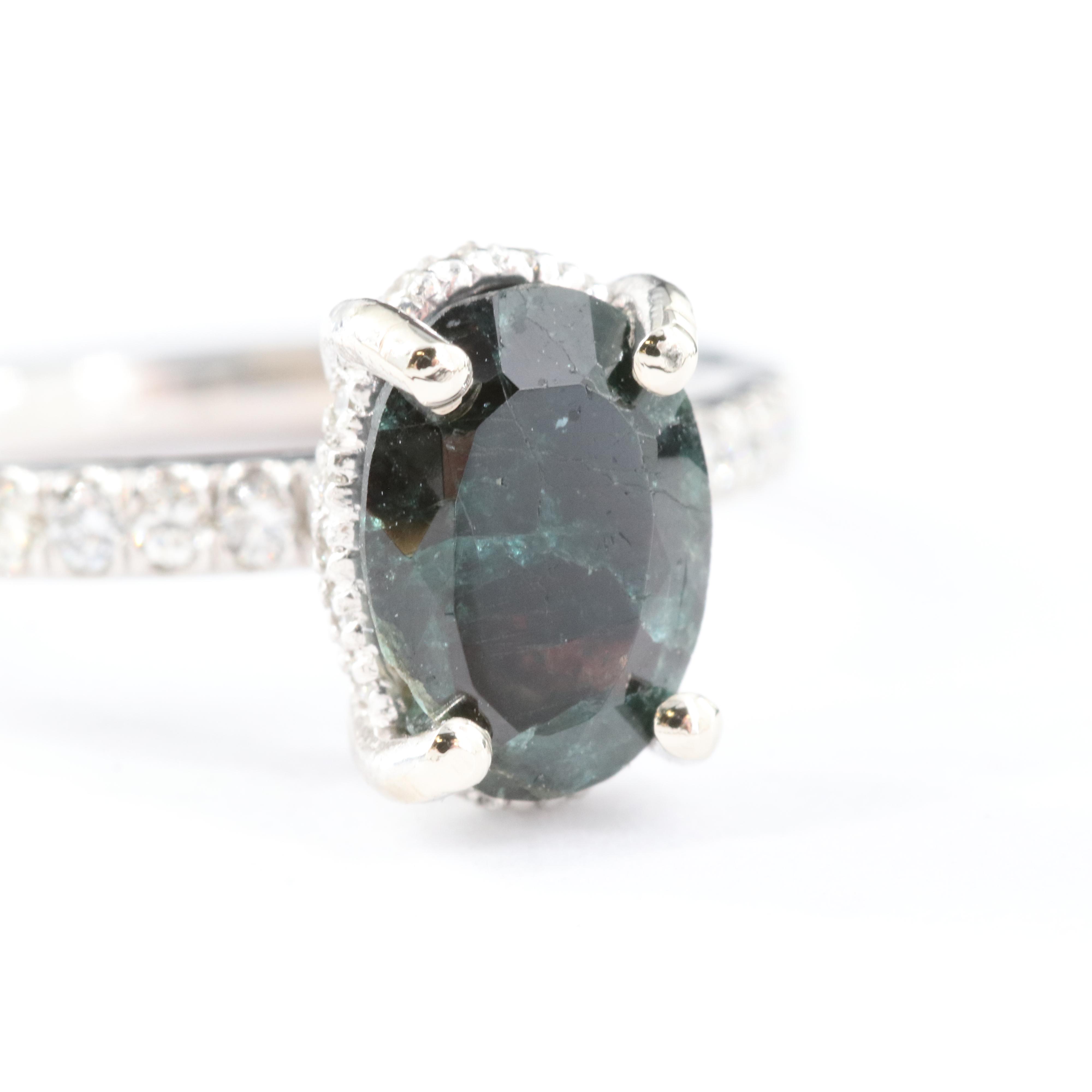 14K 1.47 CT Alexandrite and Diamond Ring with GIA Report