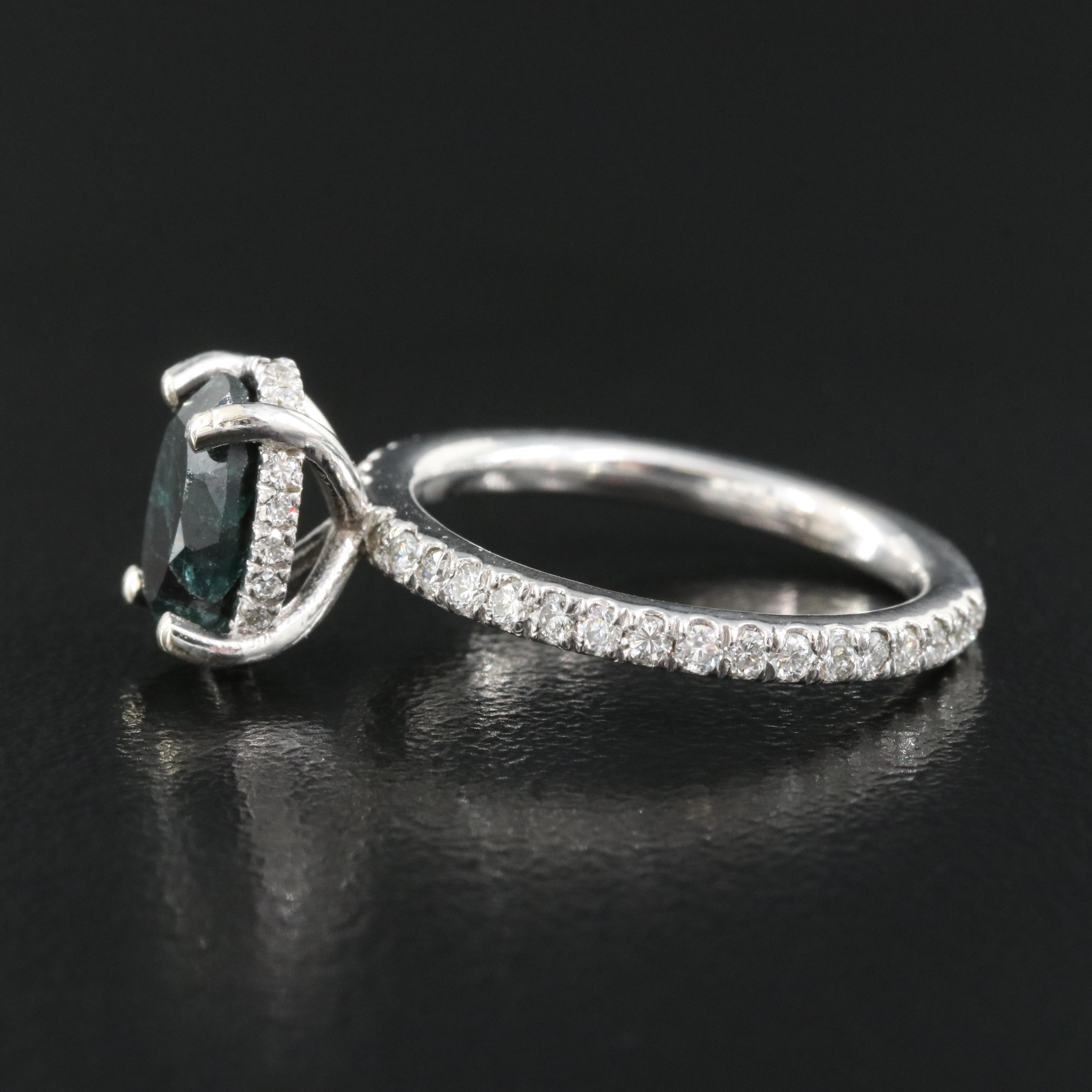 14K 1.47 CT Alexandrite and Diamond Ring with GIA Report