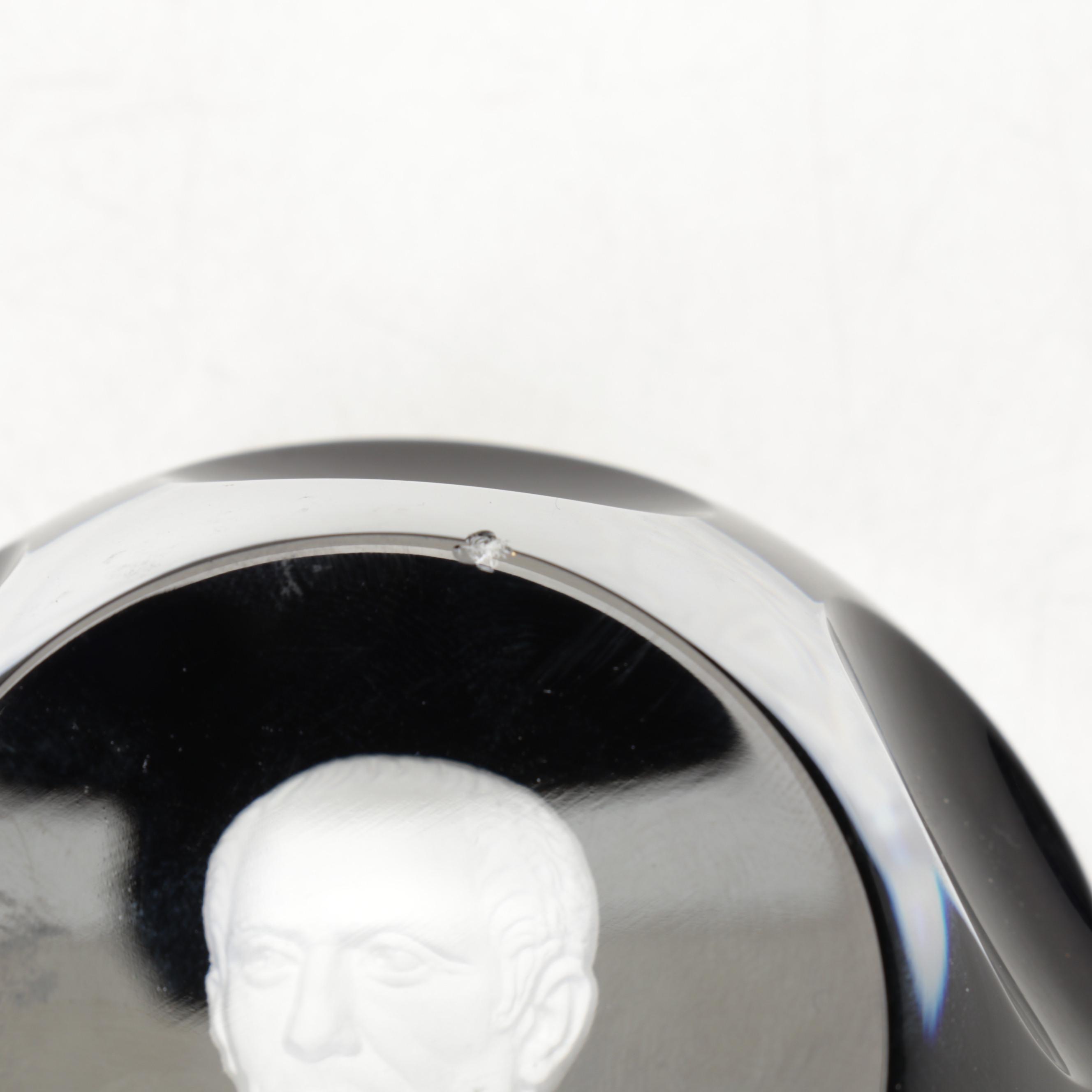 Baccarat For Franklin Mint Cameo Crystal Paperweights With Movado Desk Clock