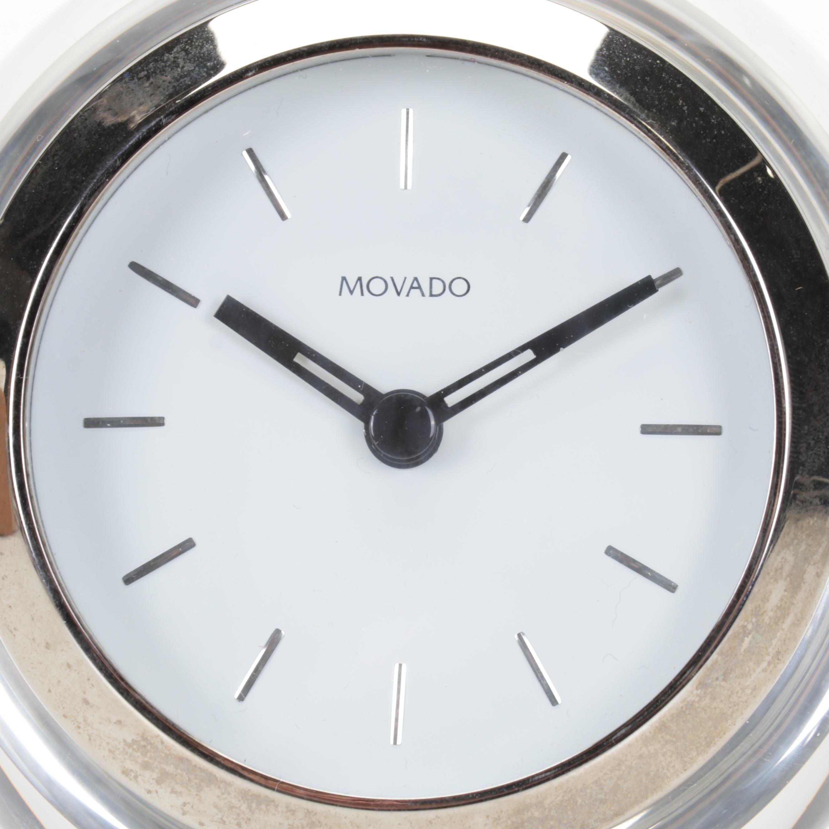 Baccarat For Franklin Mint Cameo Crystal Paperweights With Movado Desk Clock