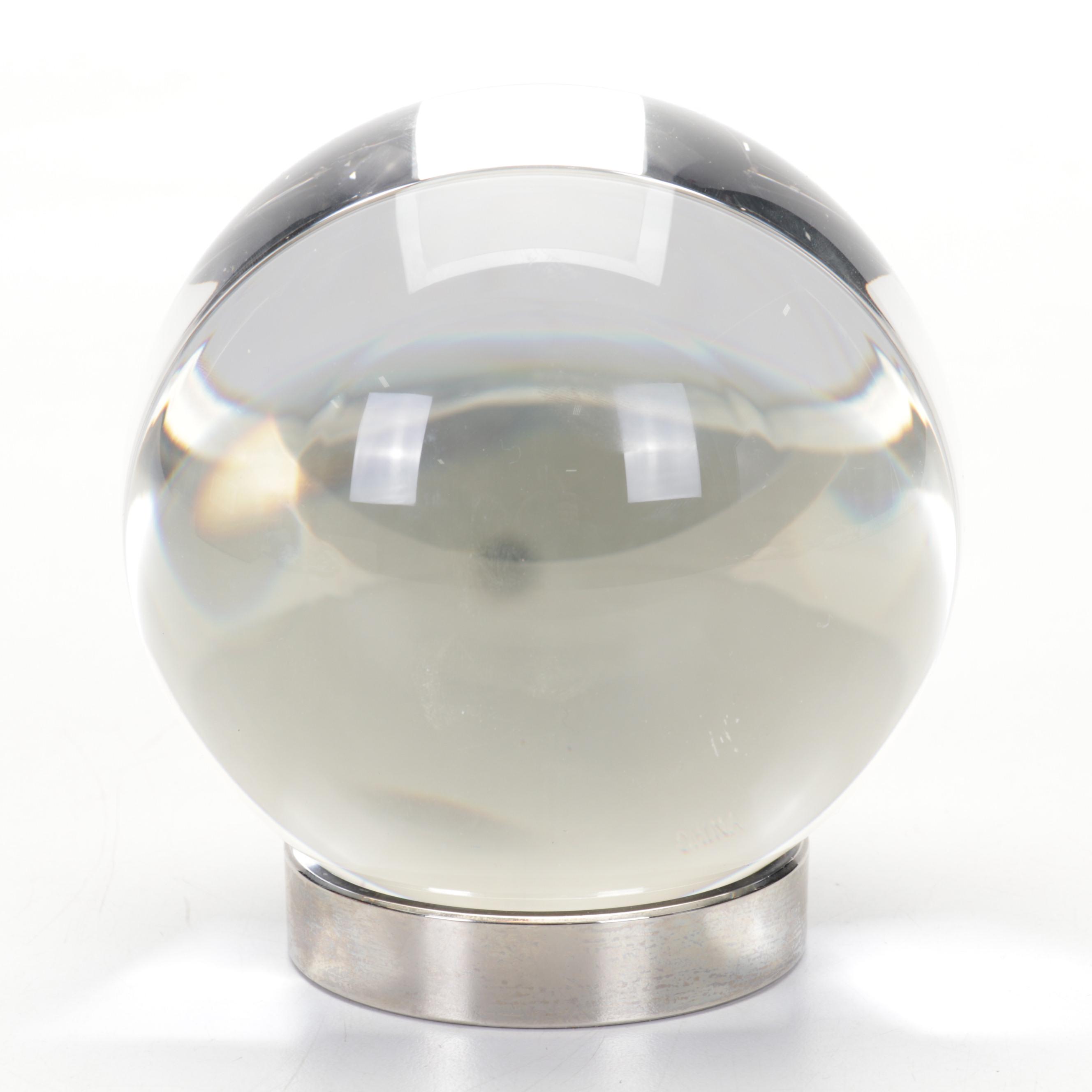 Baccarat For Franklin Mint Cameo Crystal Paperweights With Movado Desk Clock