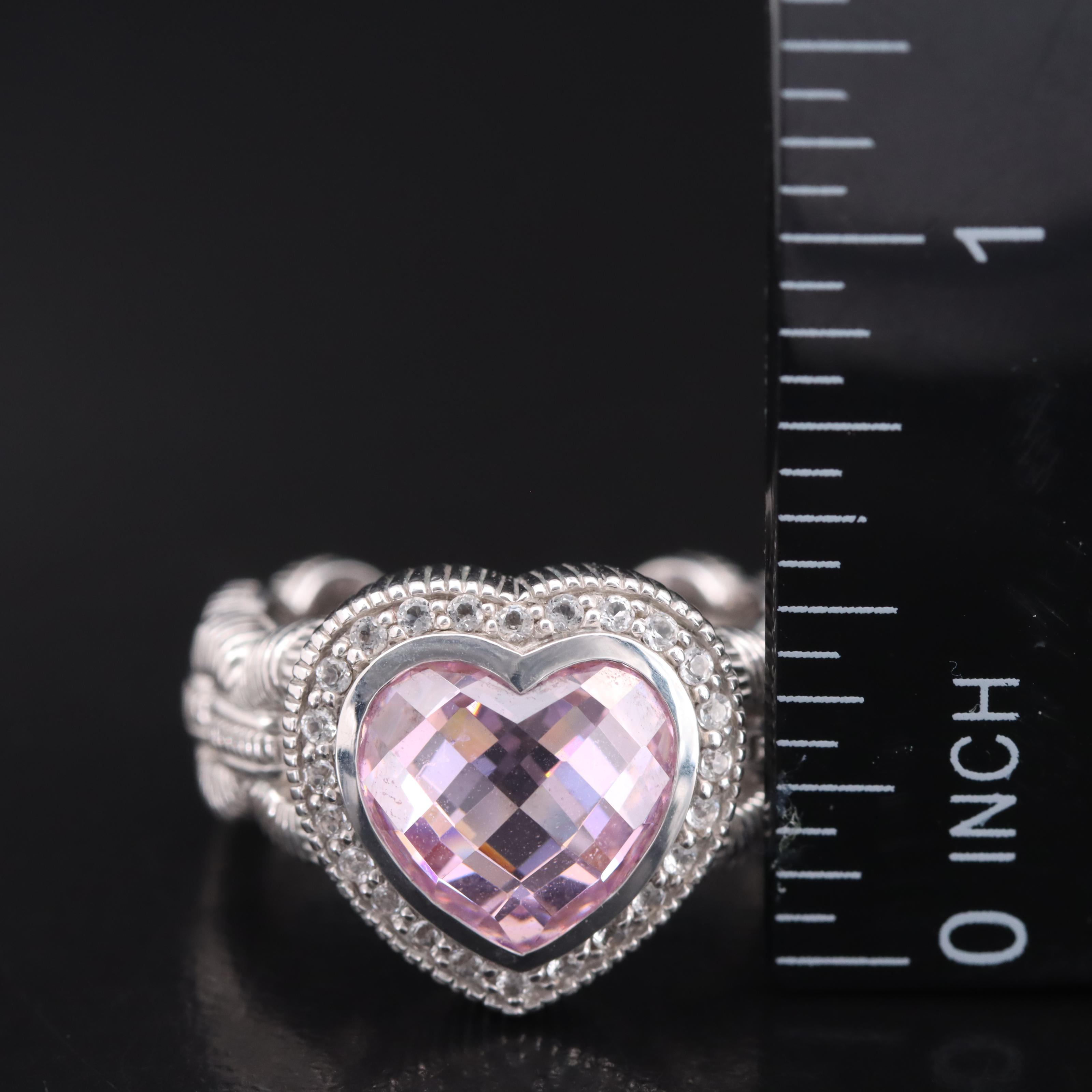 Judith Ripka Sterling Cubic Zirconia and Topaz Heart Ring
