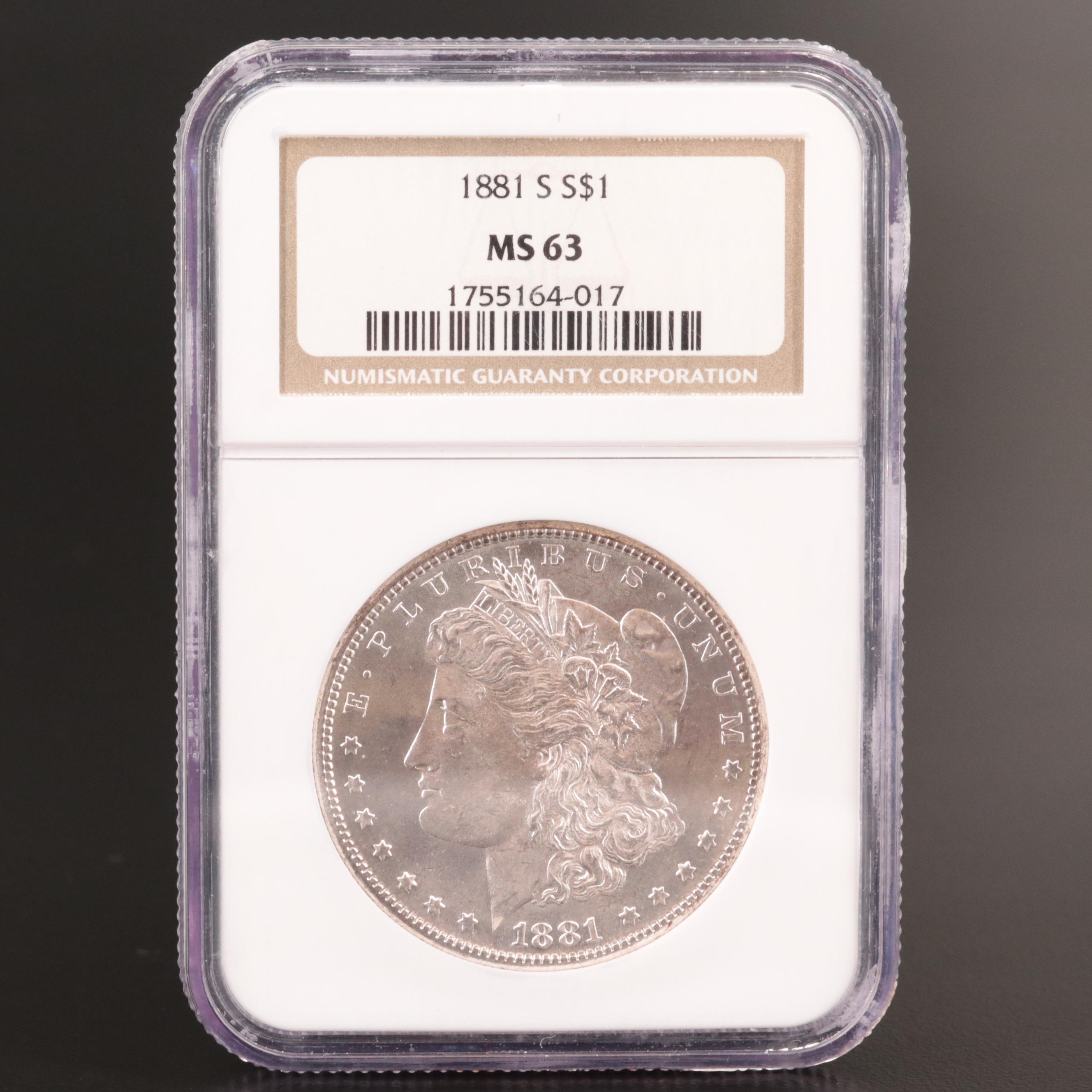 NGC Graded MS63 1881-S Morgan Silver Dollar