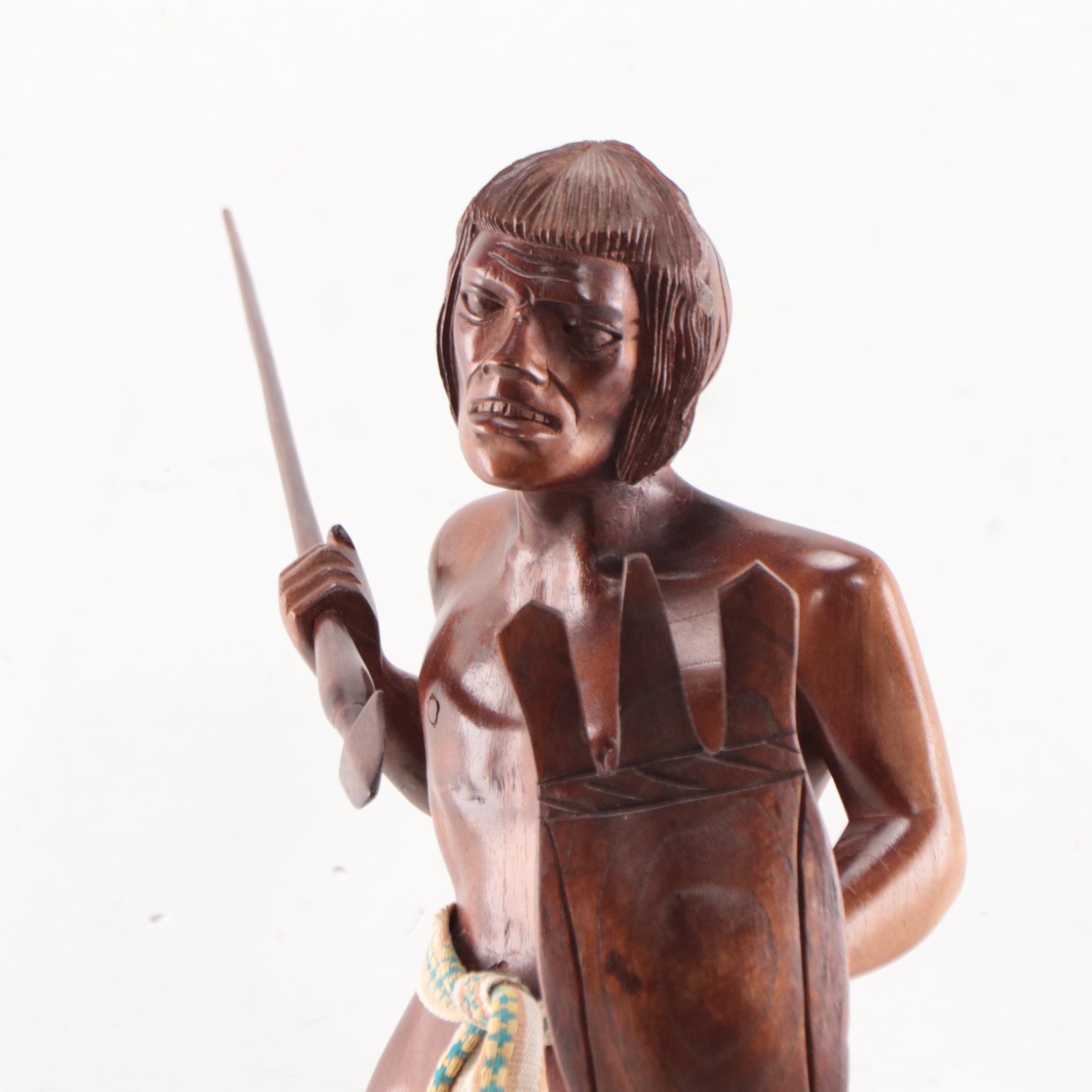 Carved Wood Sculpture of Filipino Hunter