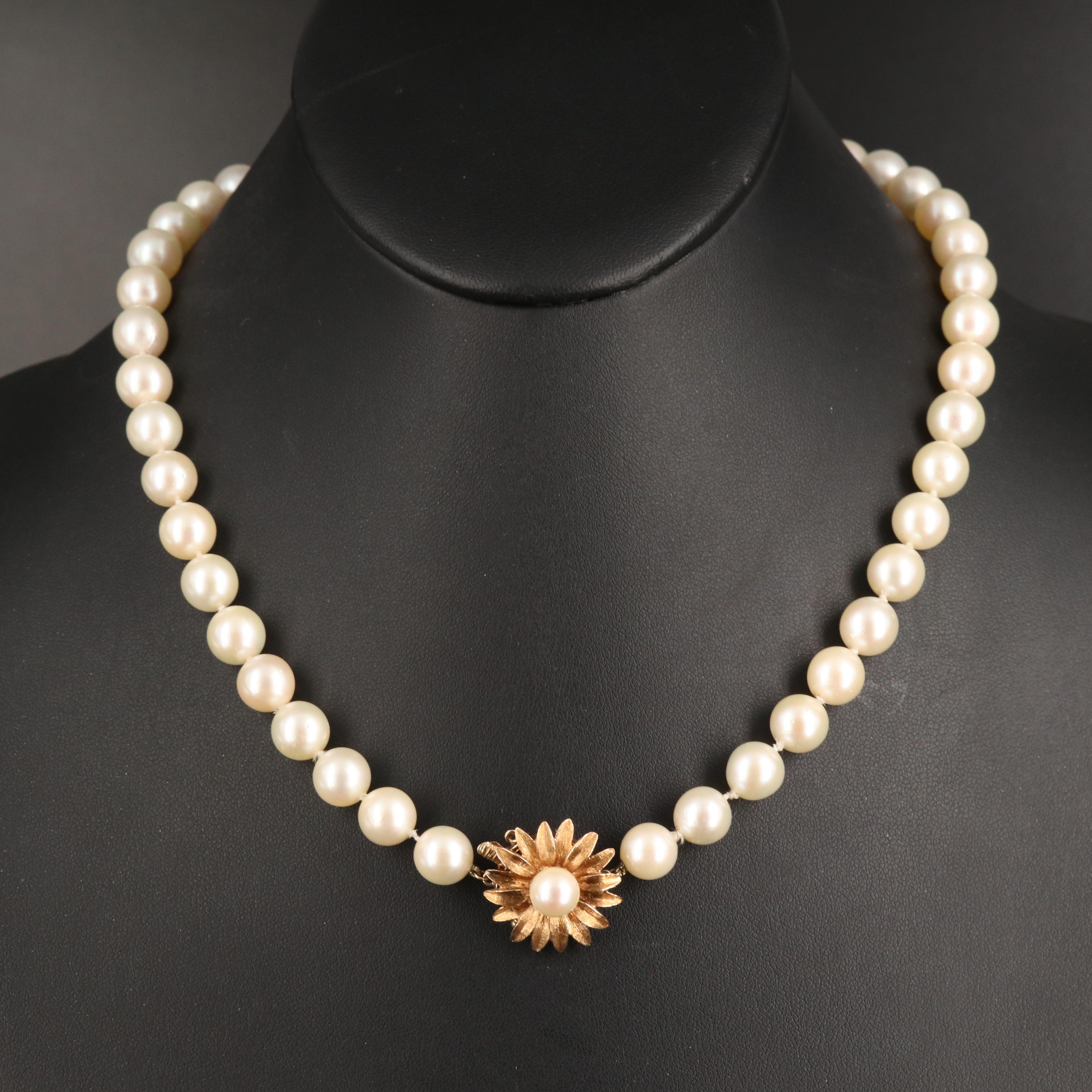 Pearl Necklace with 14K Clasp