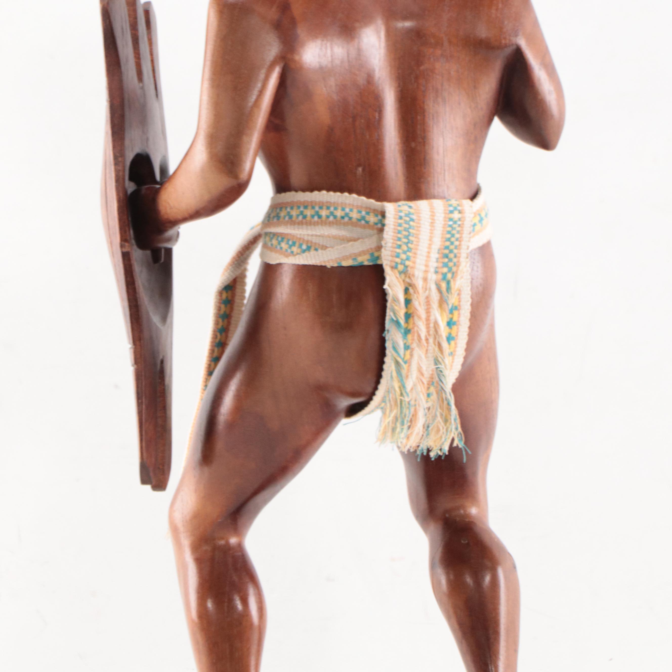 Carved Wood Sculpture of Filipino Hunter