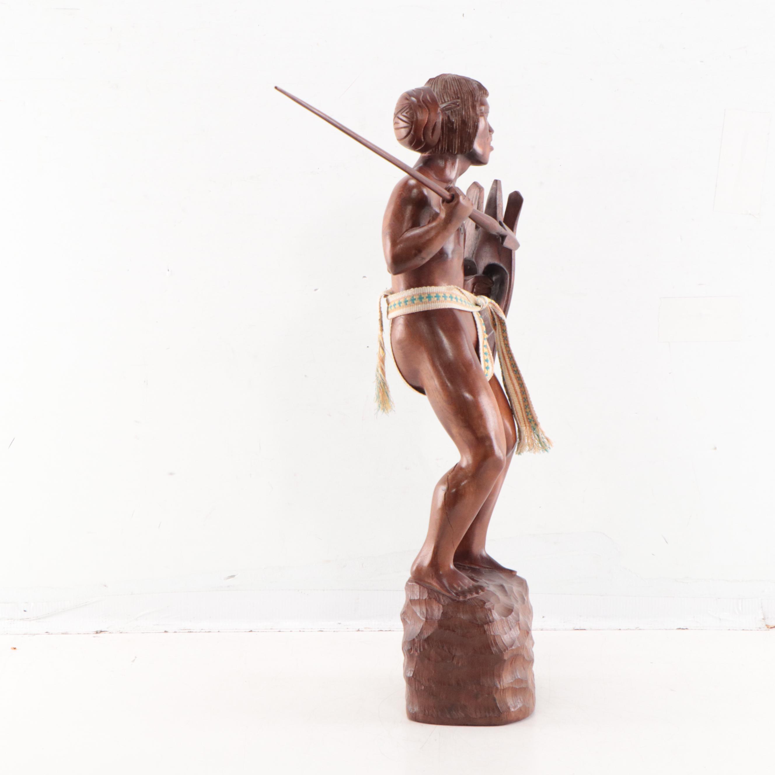 Carved Wood Sculpture of Filipino Hunter