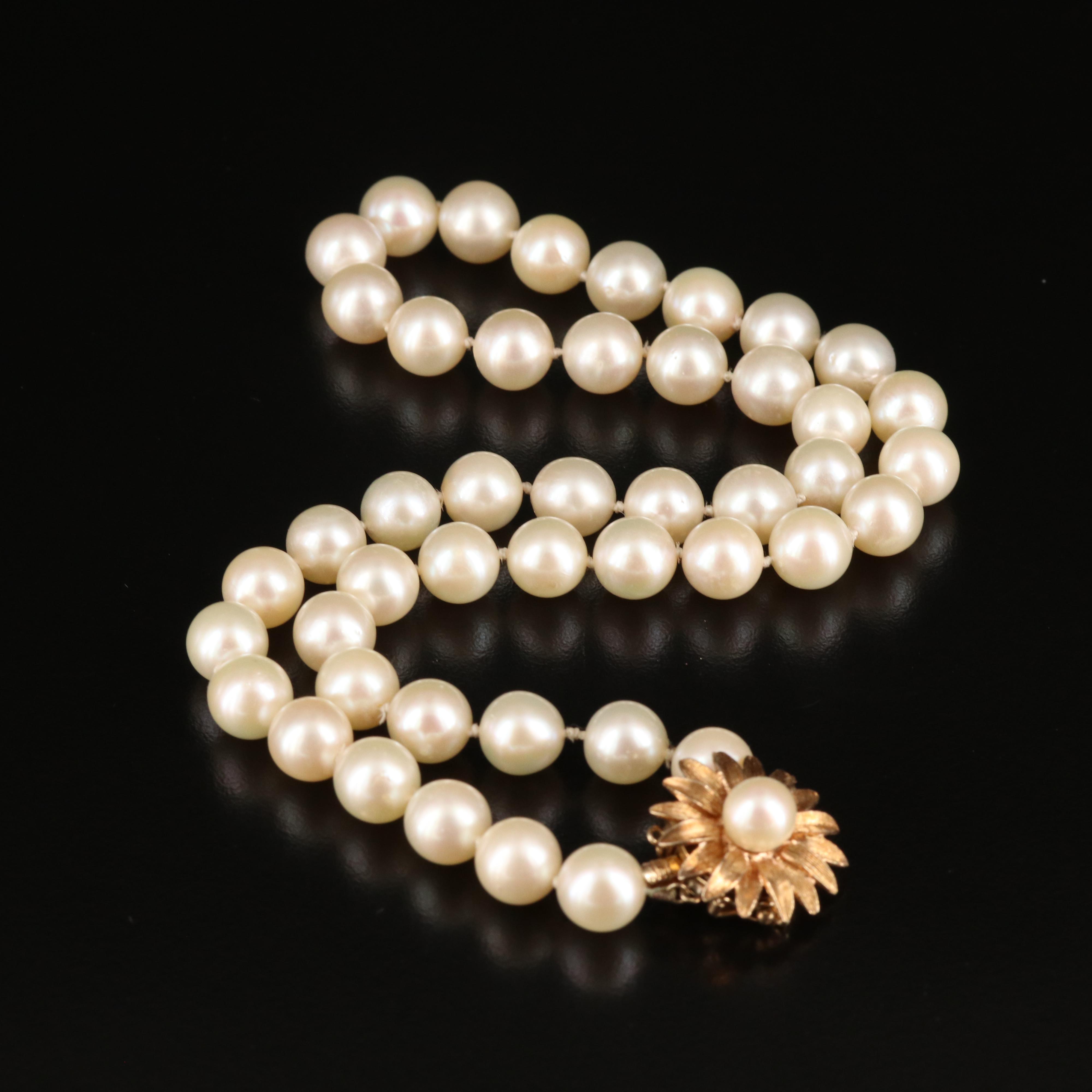 Pearl Necklace with 14K Clasp