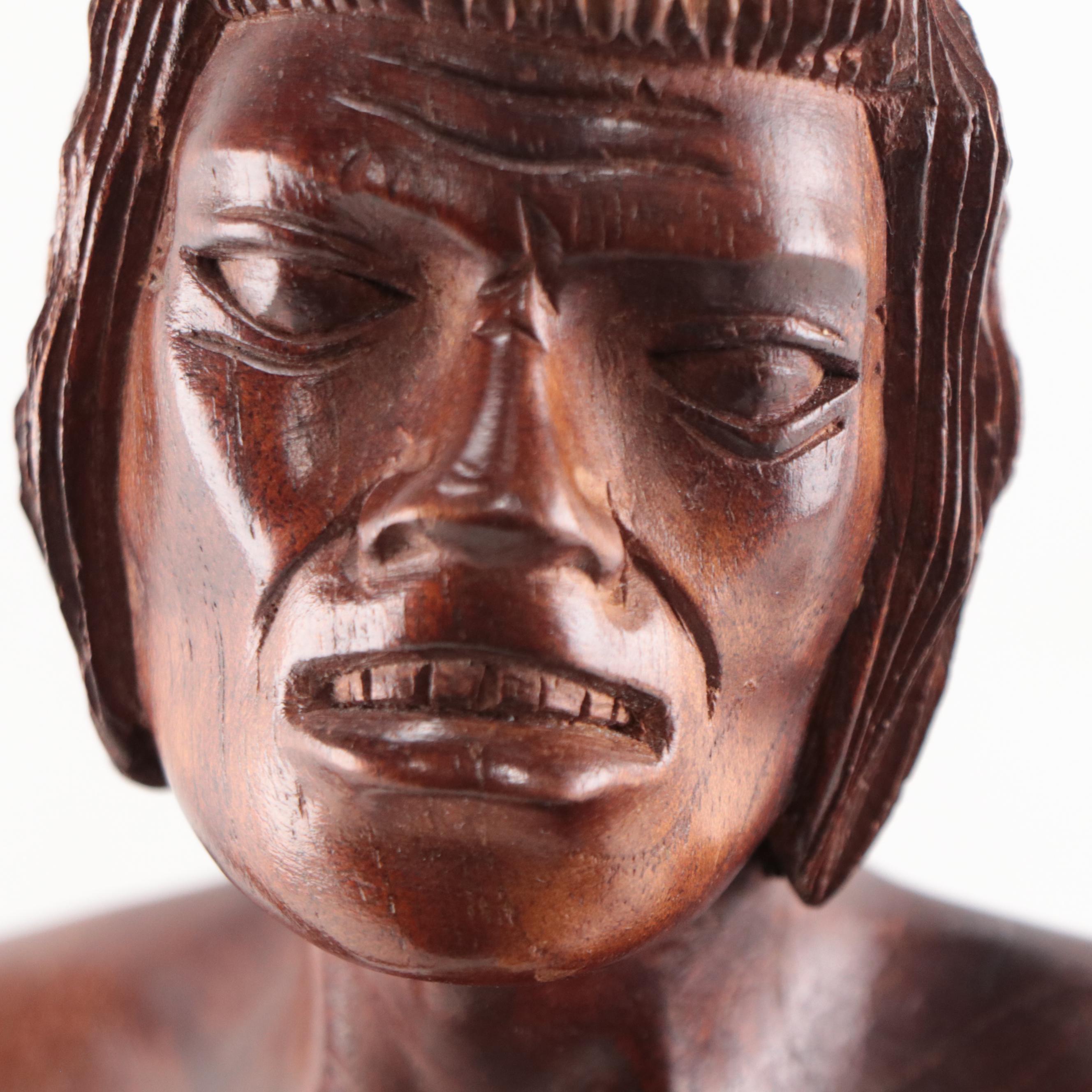 Carved Wood Sculpture of Filipino Hunter