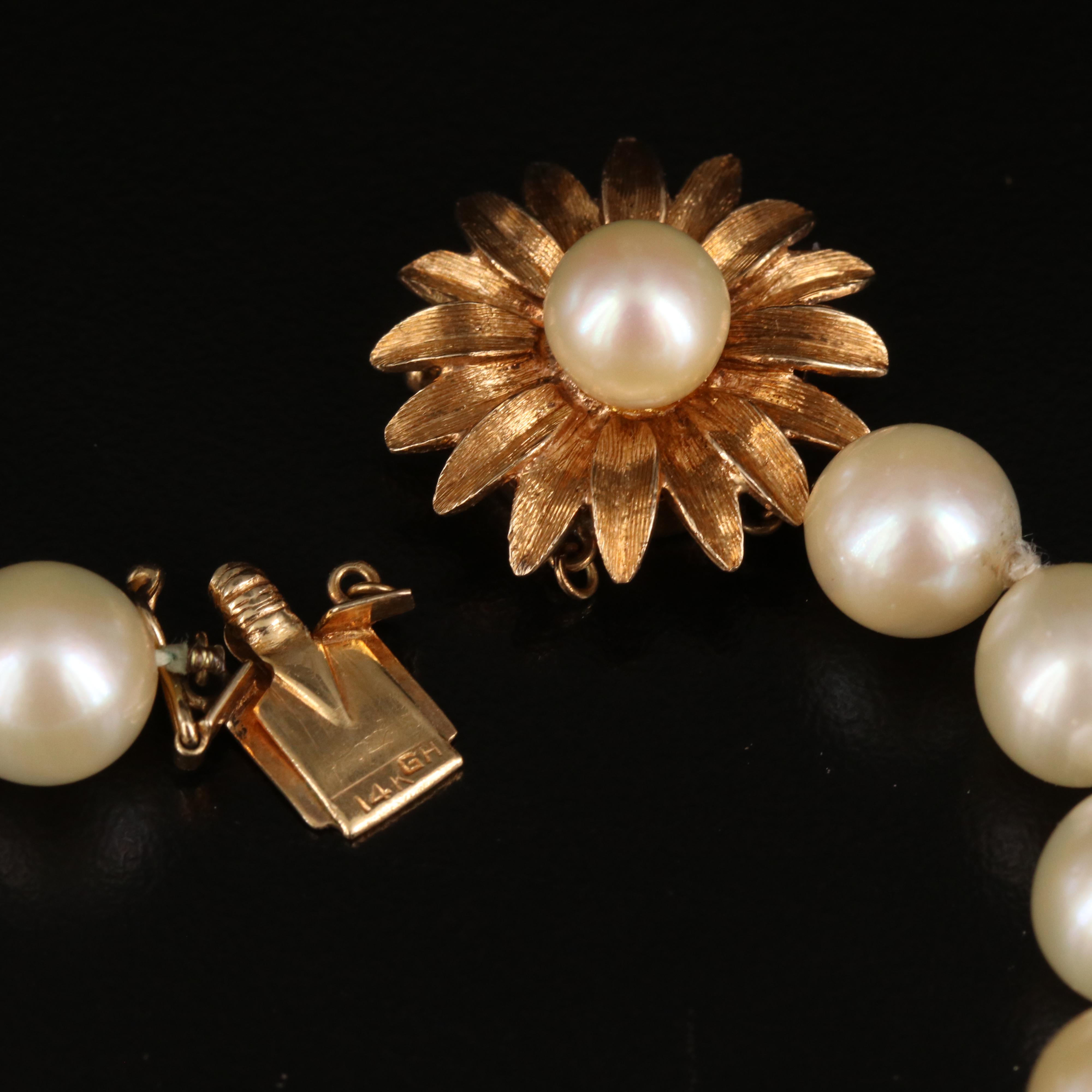 Pearl Necklace with 14K Clasp