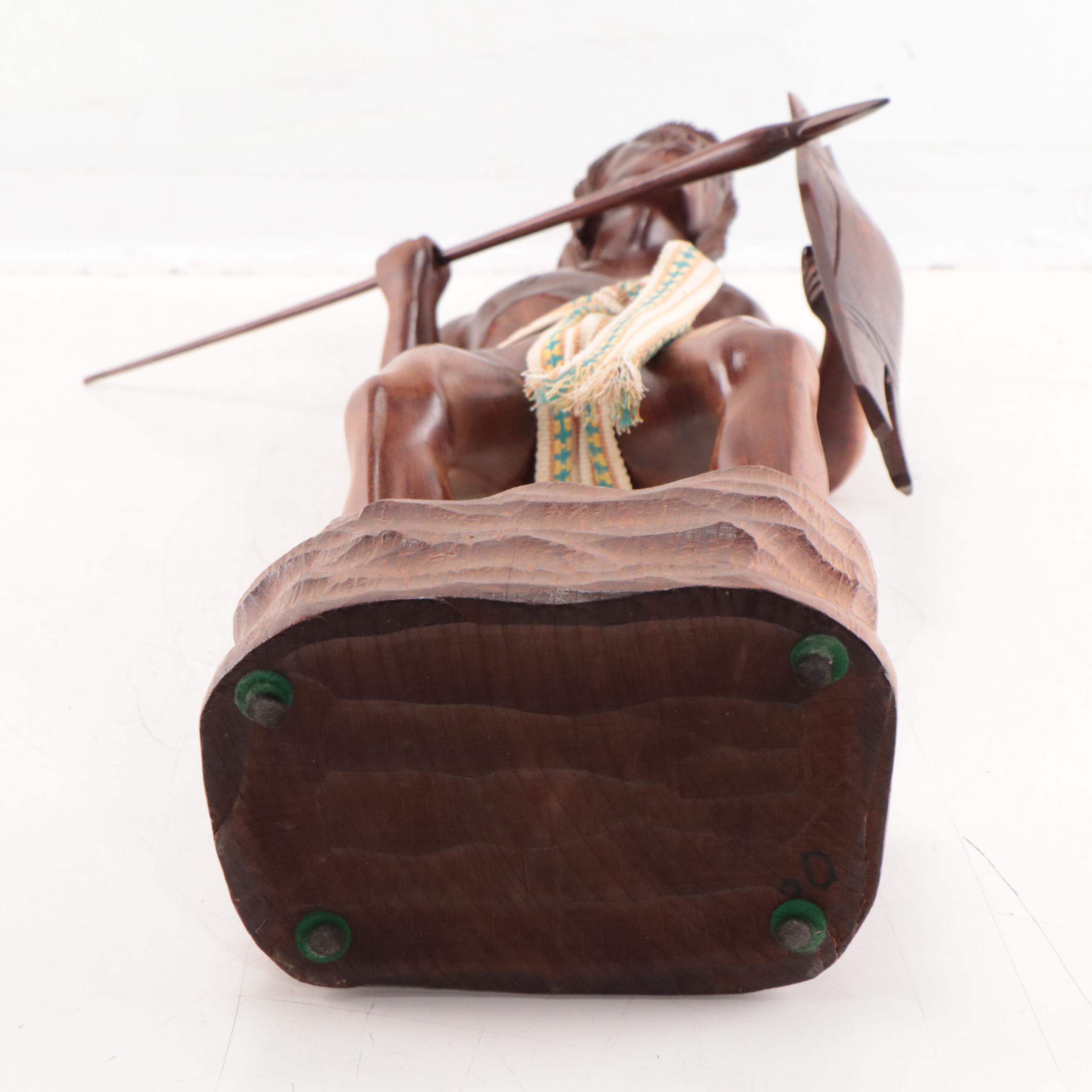 Carved Wood Sculpture of Filipino Hunter