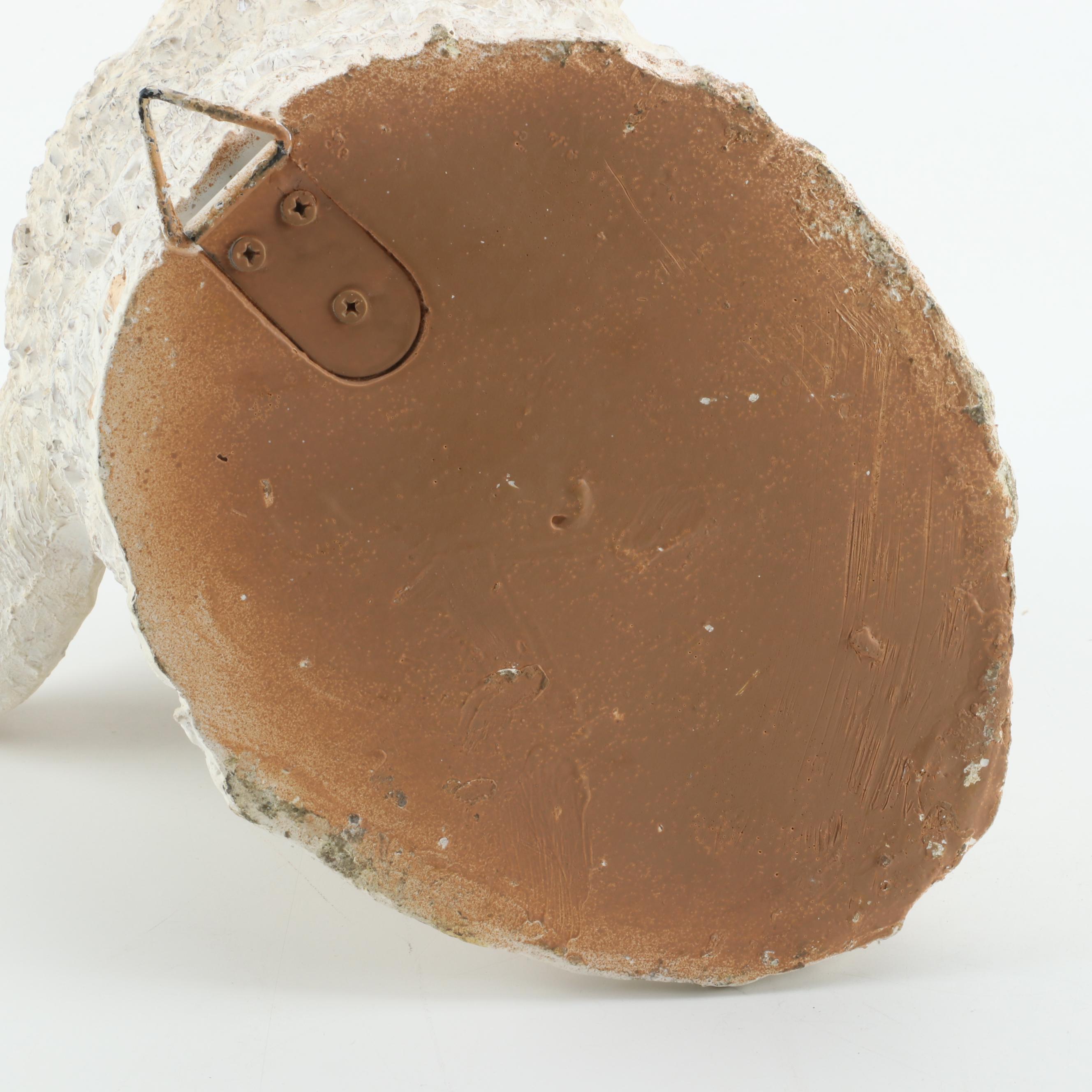 Plaster Wall Sculpture of a Sheep With Primitive Wood Box