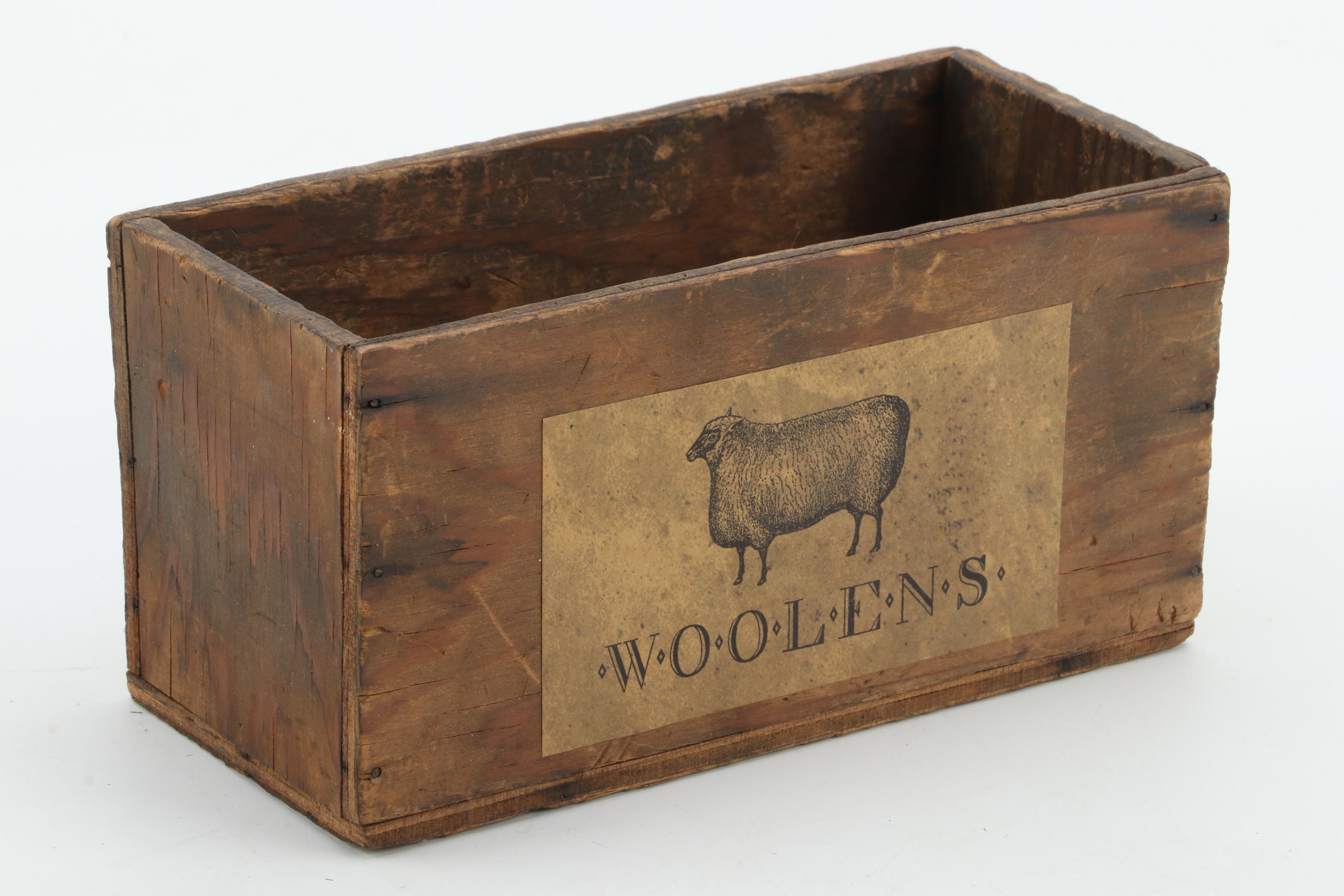 Plaster Wall Sculpture of a Sheep With Primitive Wood Box