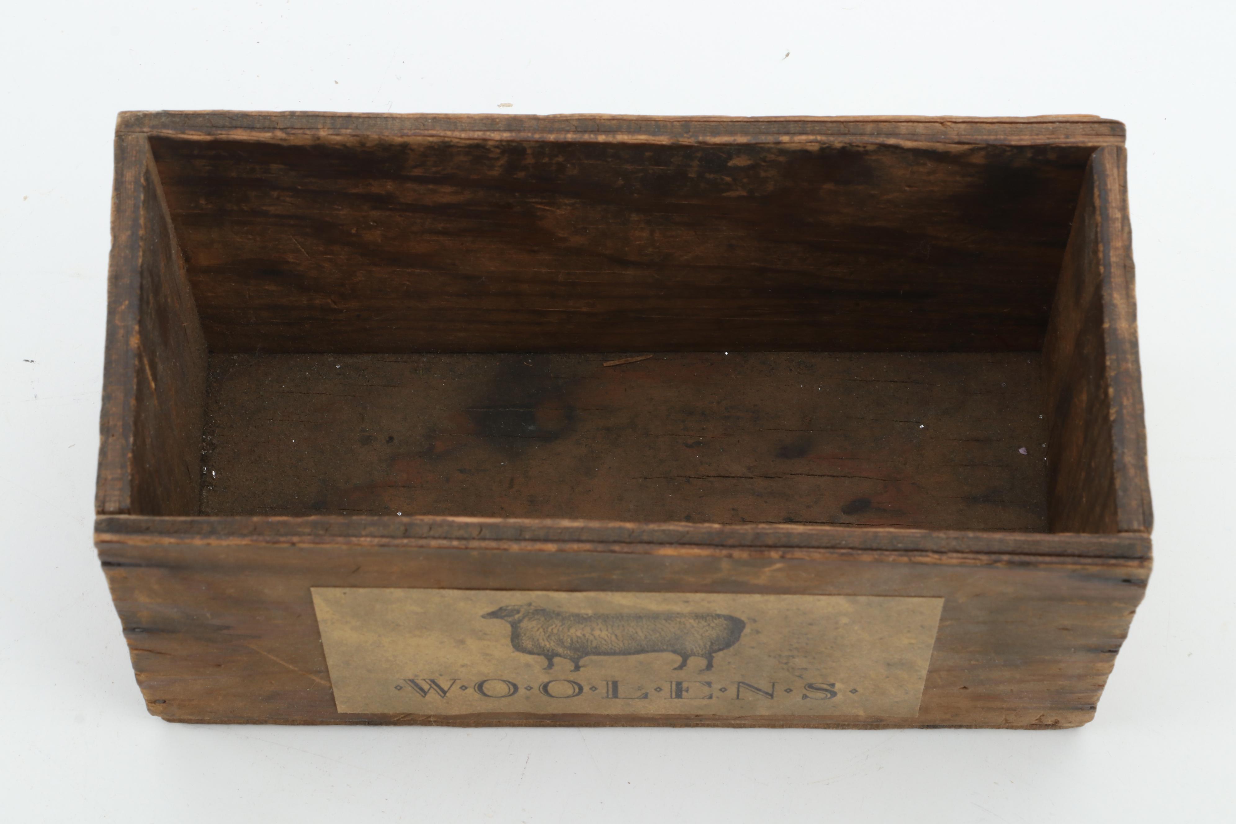 Plaster Wall Sculpture of a Sheep With Primitive Wood Box